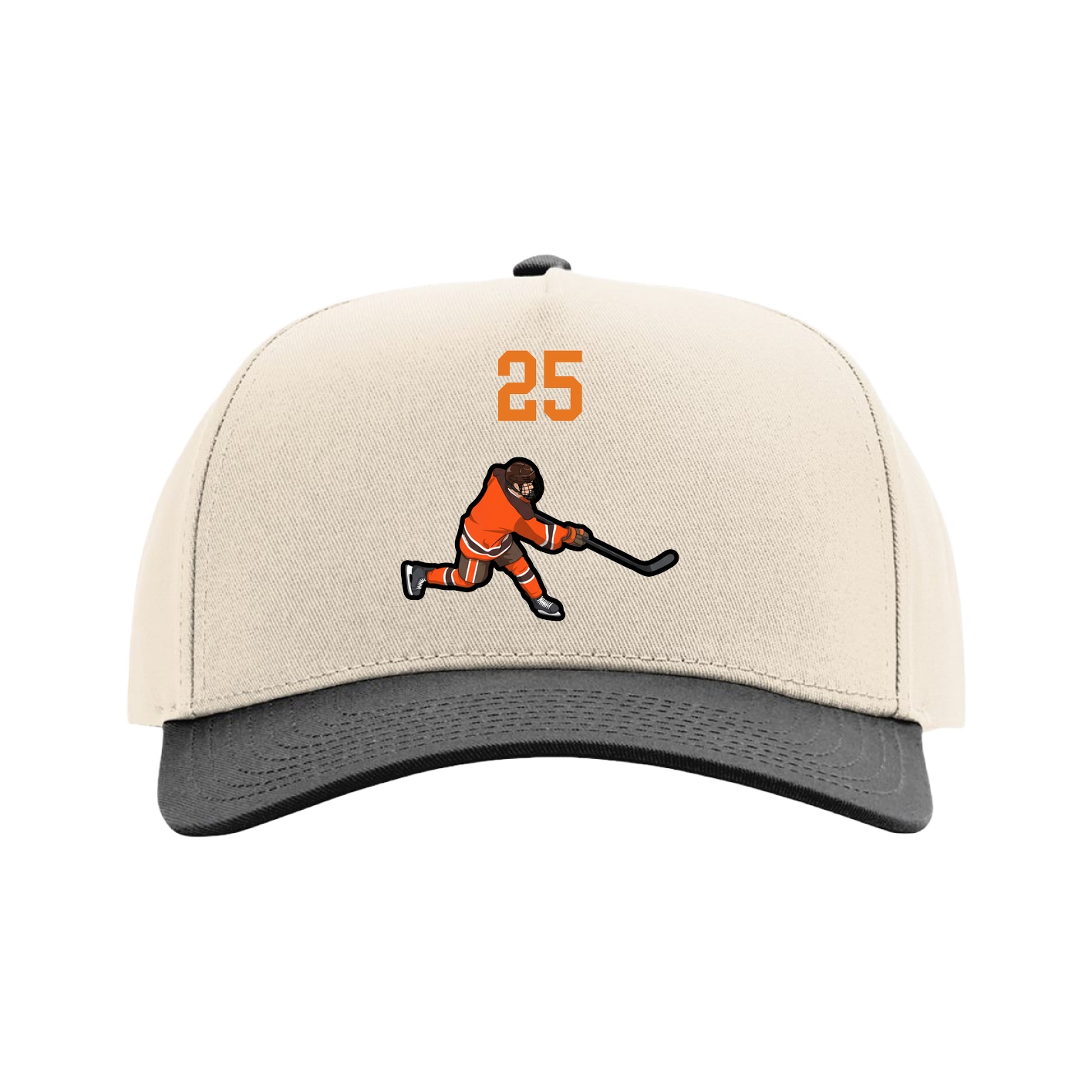 Full Fabric Five-Panel Champ Cap — Number Top in Cream/Black