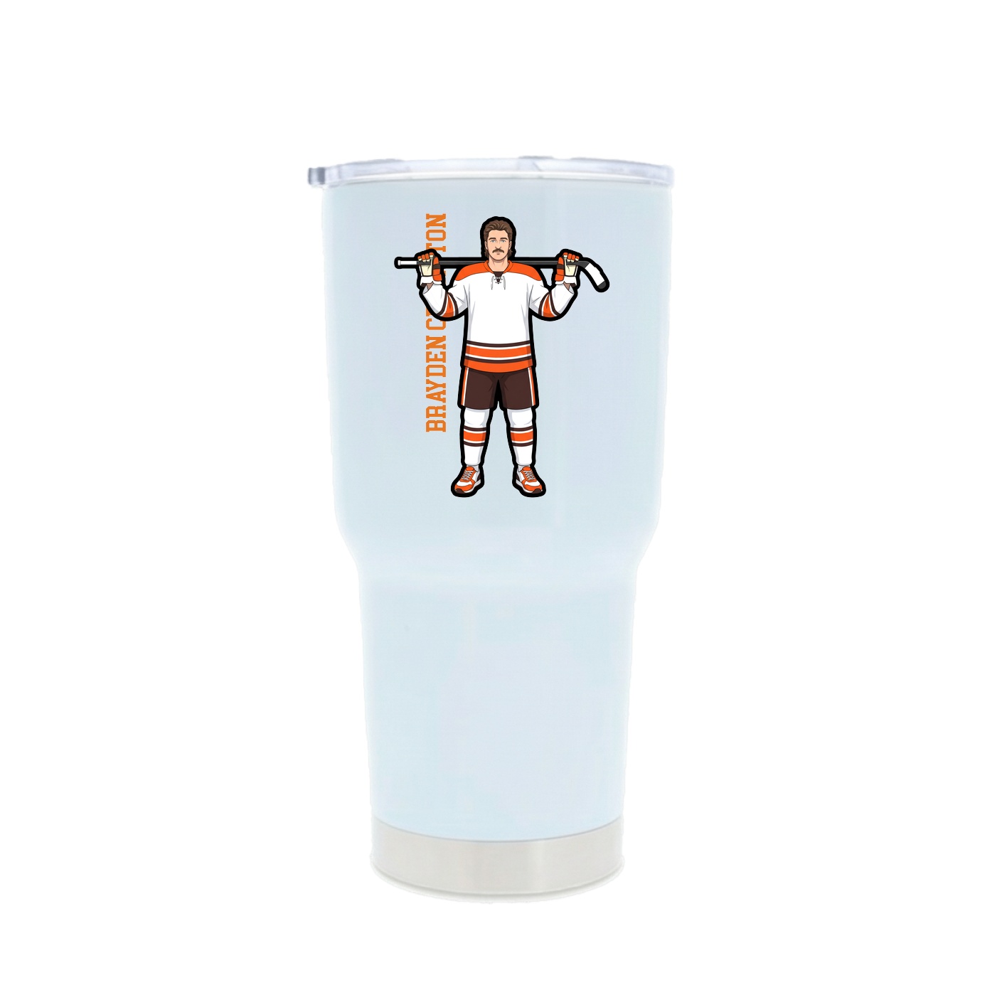 30oz Stainless Steel Tumbler — Name Vertical in White