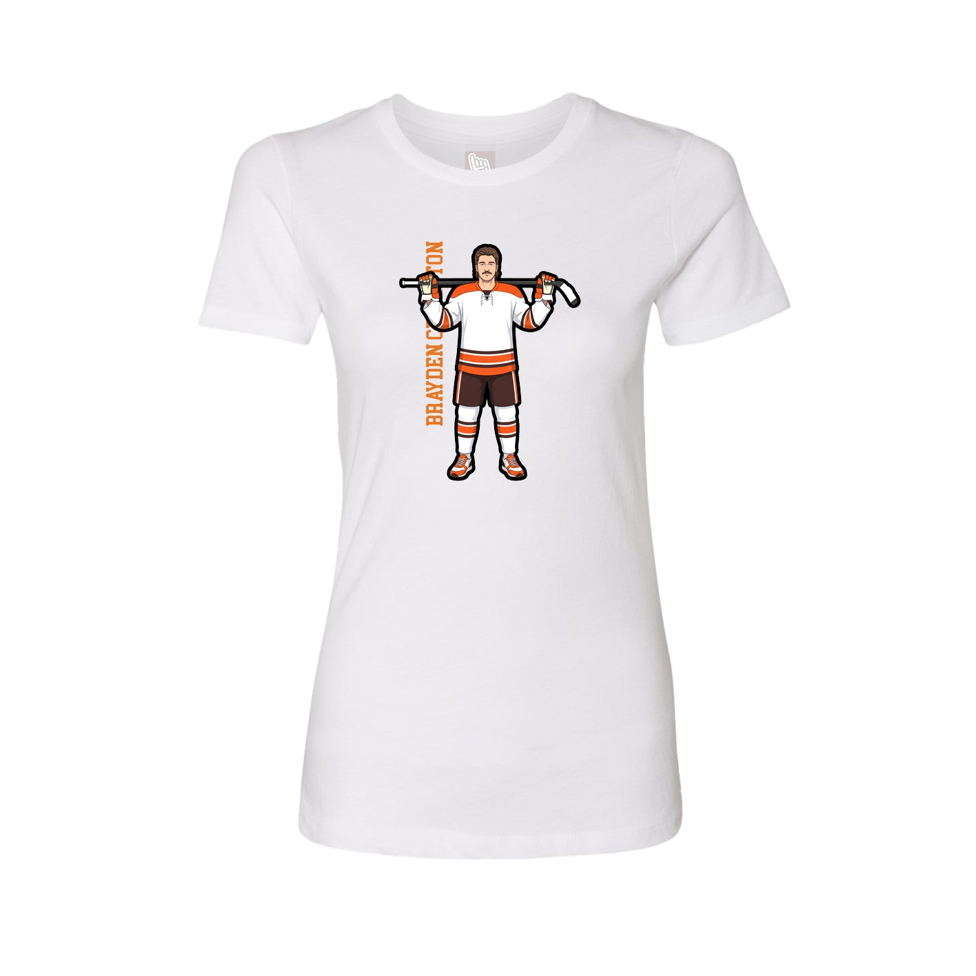 Fitted Women's Tee — Name Vertical in White