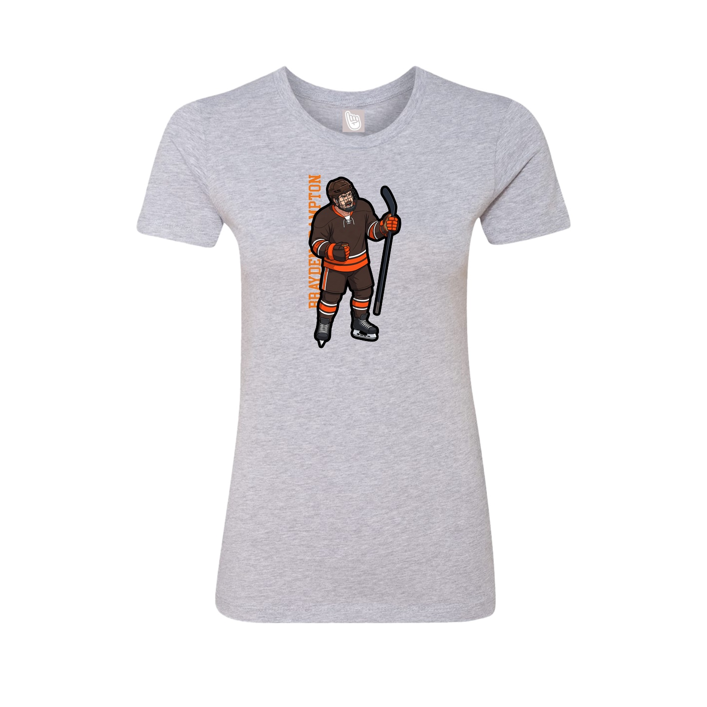 Fitted Women's Tee — Name Vertical in Grey