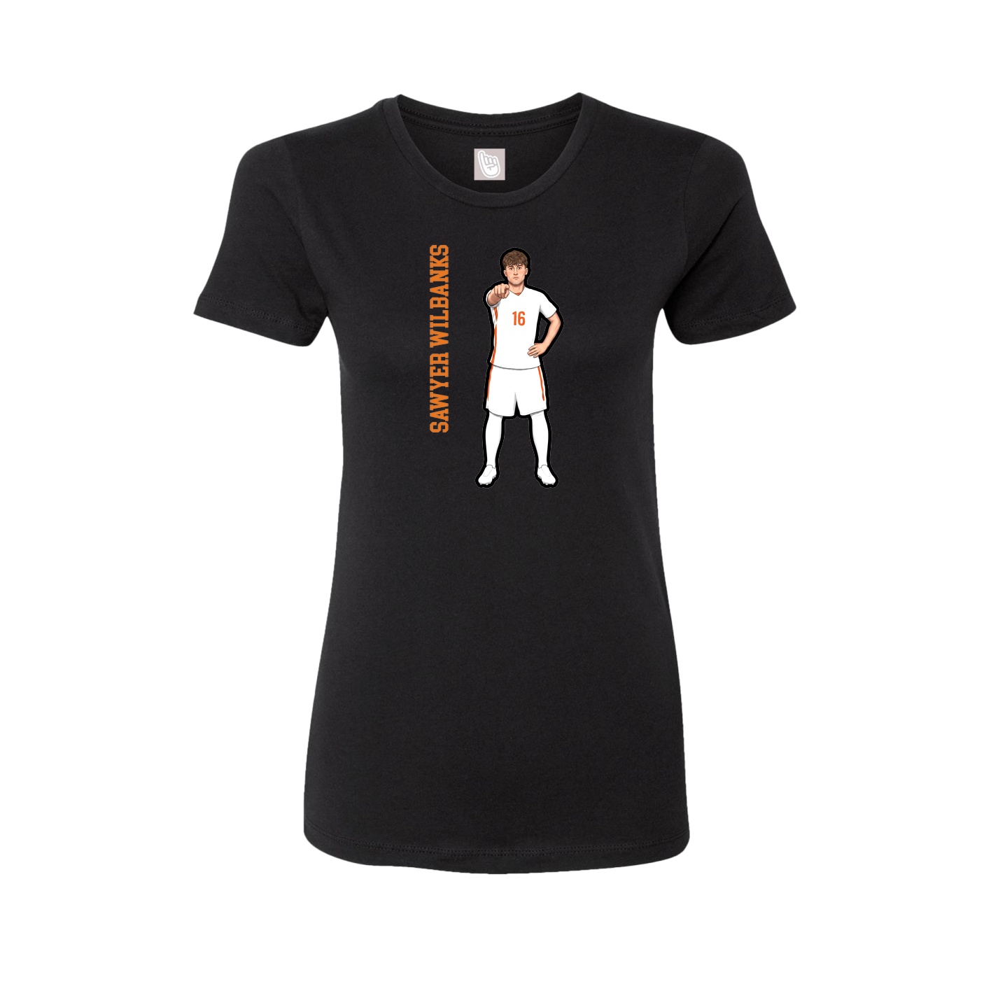 Fitted Women's Tee — Name Vertical in Black