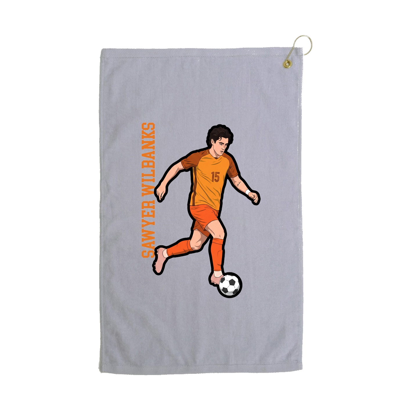 Golf Towel — Name Vertical in Grey