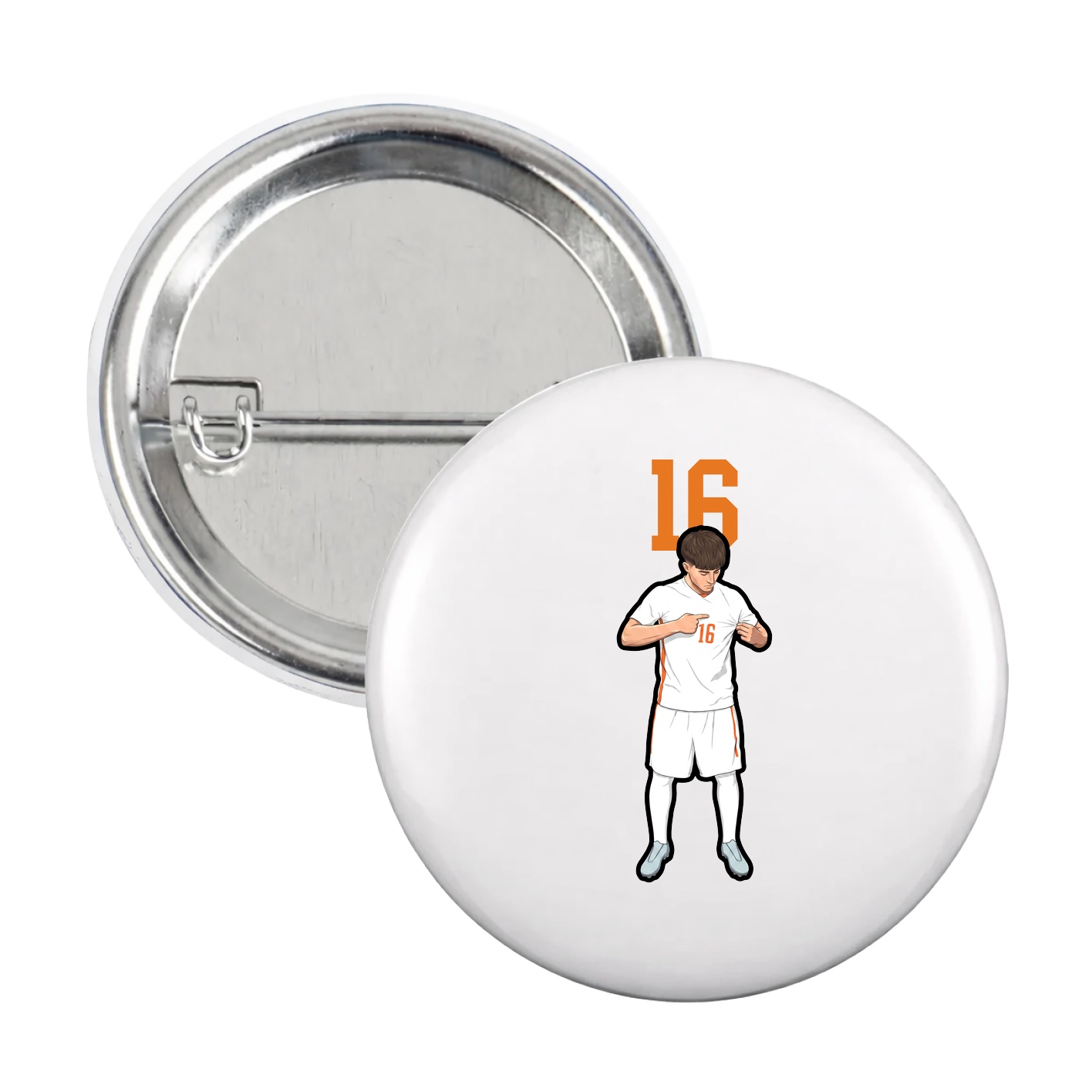 Game Day Button — Number Top in White