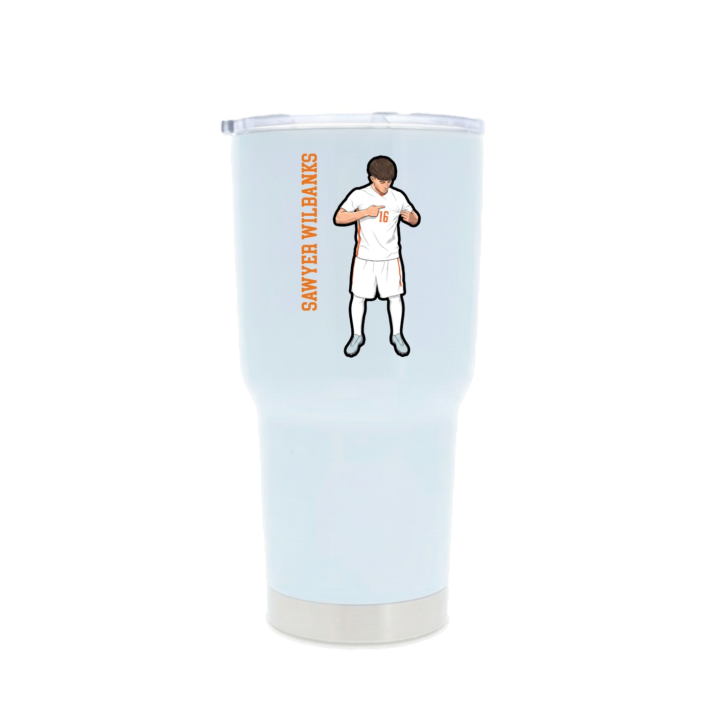 30oz Stainless Steel Tumbler — Name Vertical in White