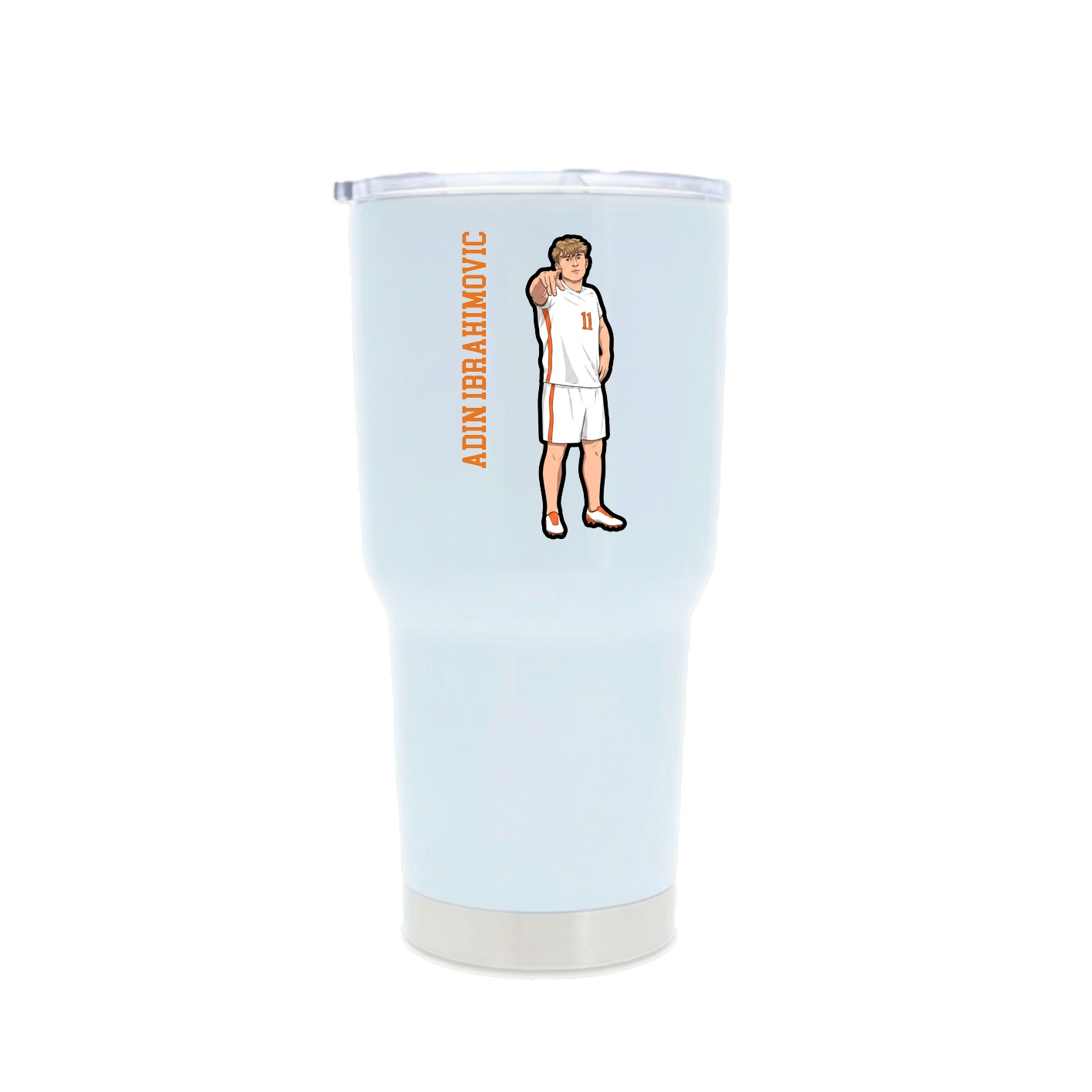 30oz Stainless Steel Tumbler — Name Vertical in White