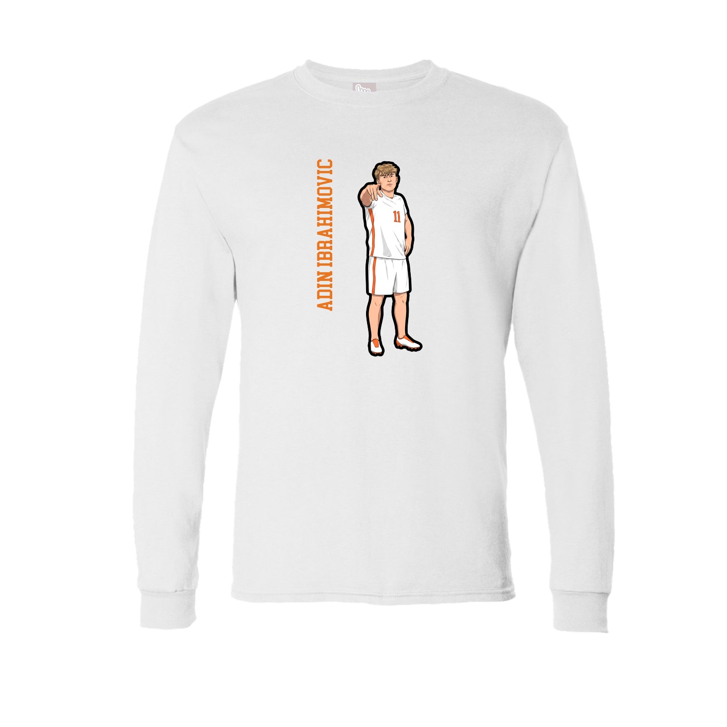 Long Sleeve Tee — Name Vertical in White