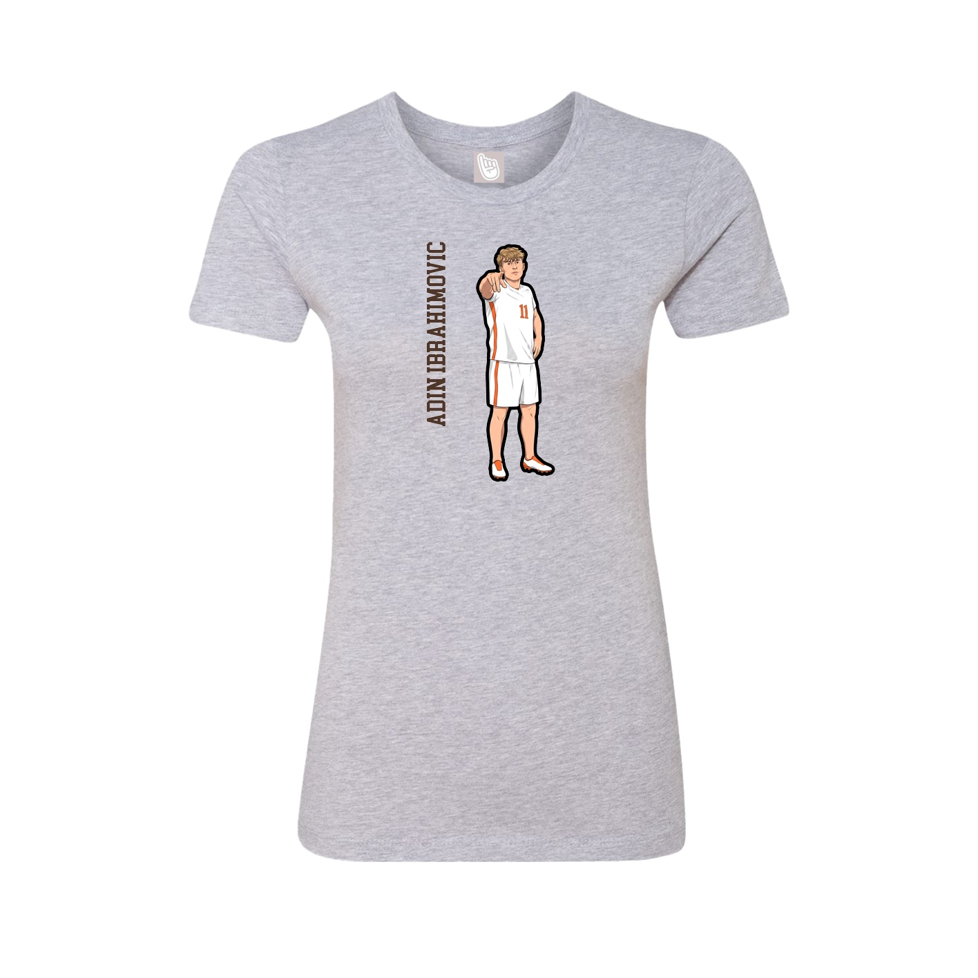 Fitted Women's Tee — Name Vertical in Grey