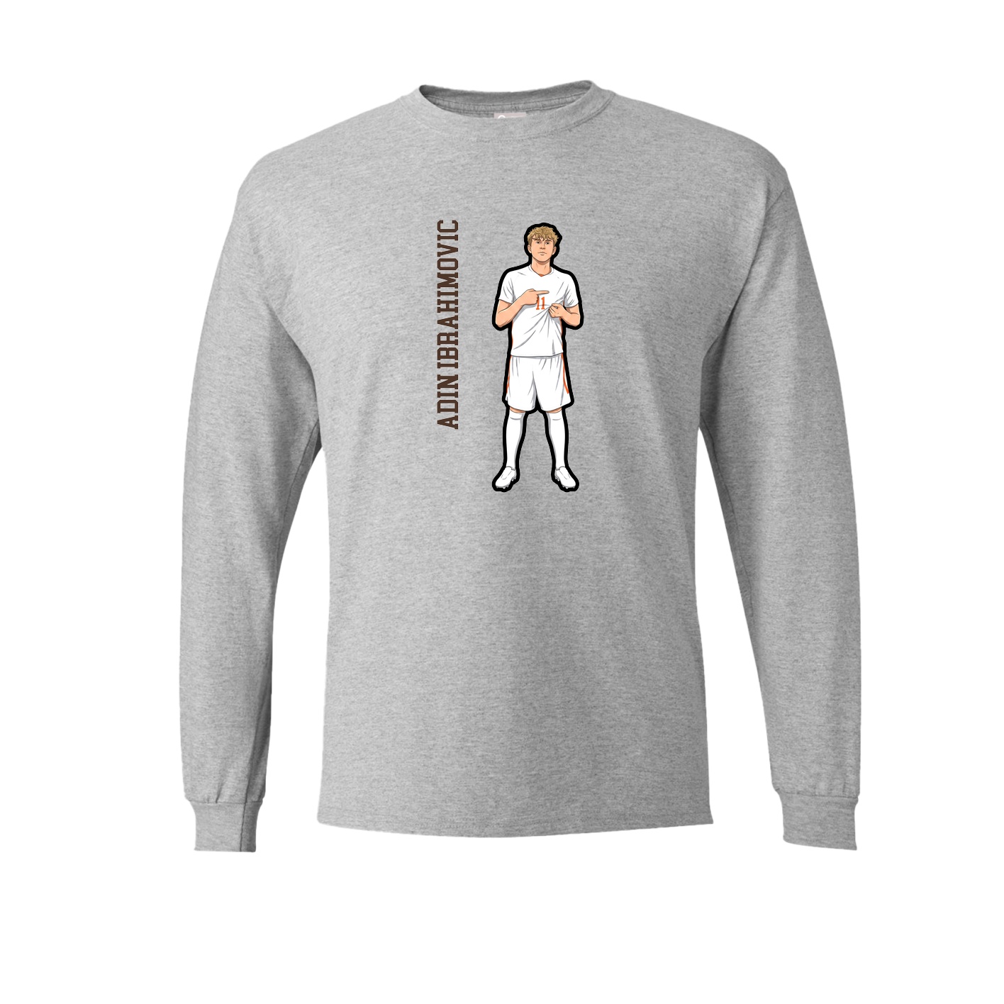 Long Sleeve Tee — Name Vertical in Grey