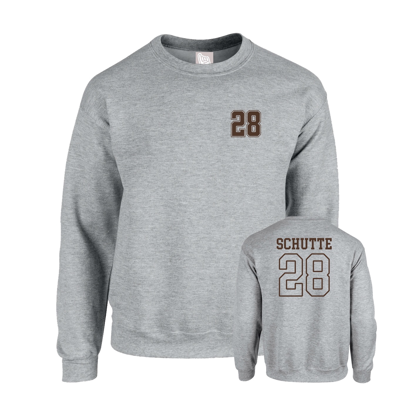 Fleece Crew — Chest Back in Grey