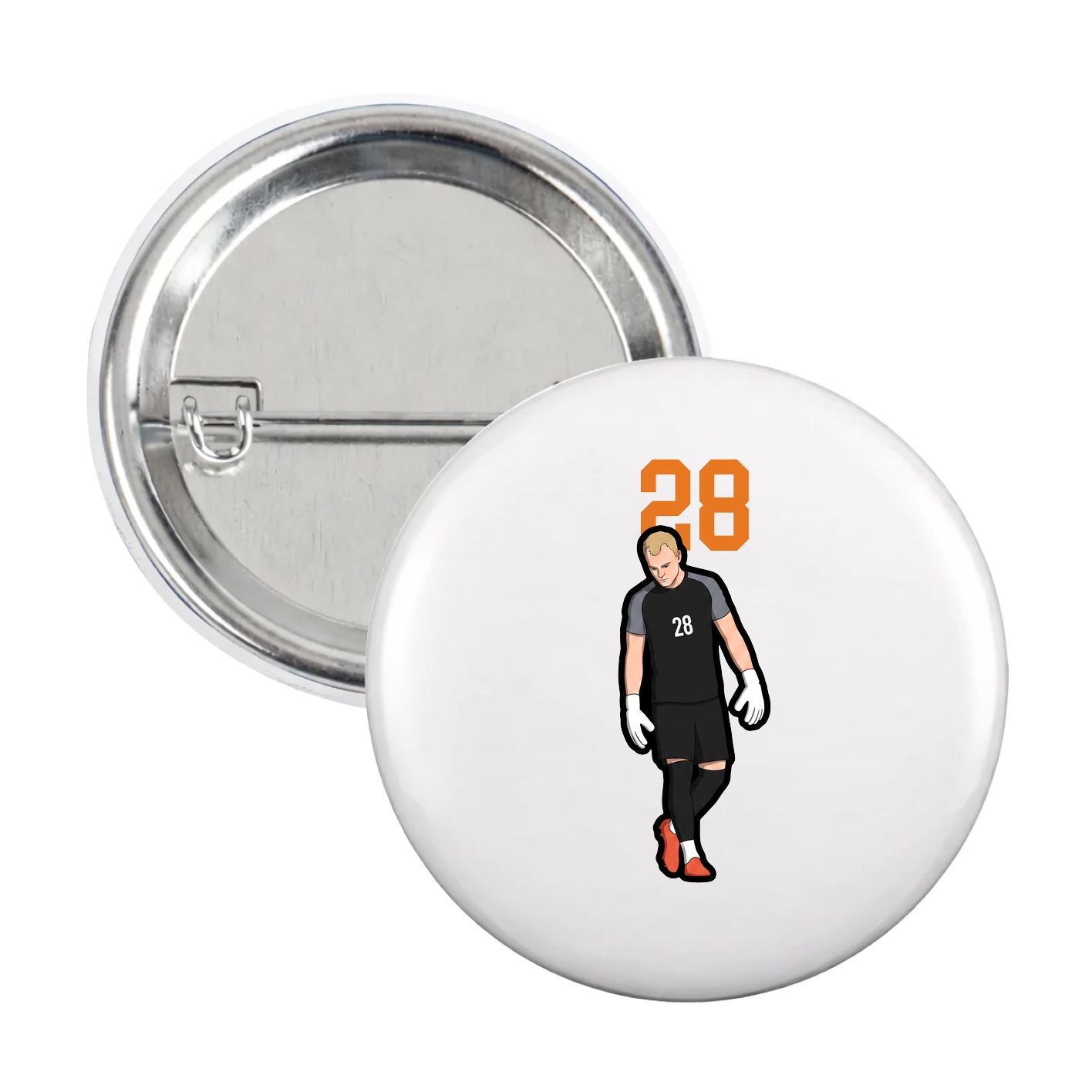 Game Day Button — Number Top in White