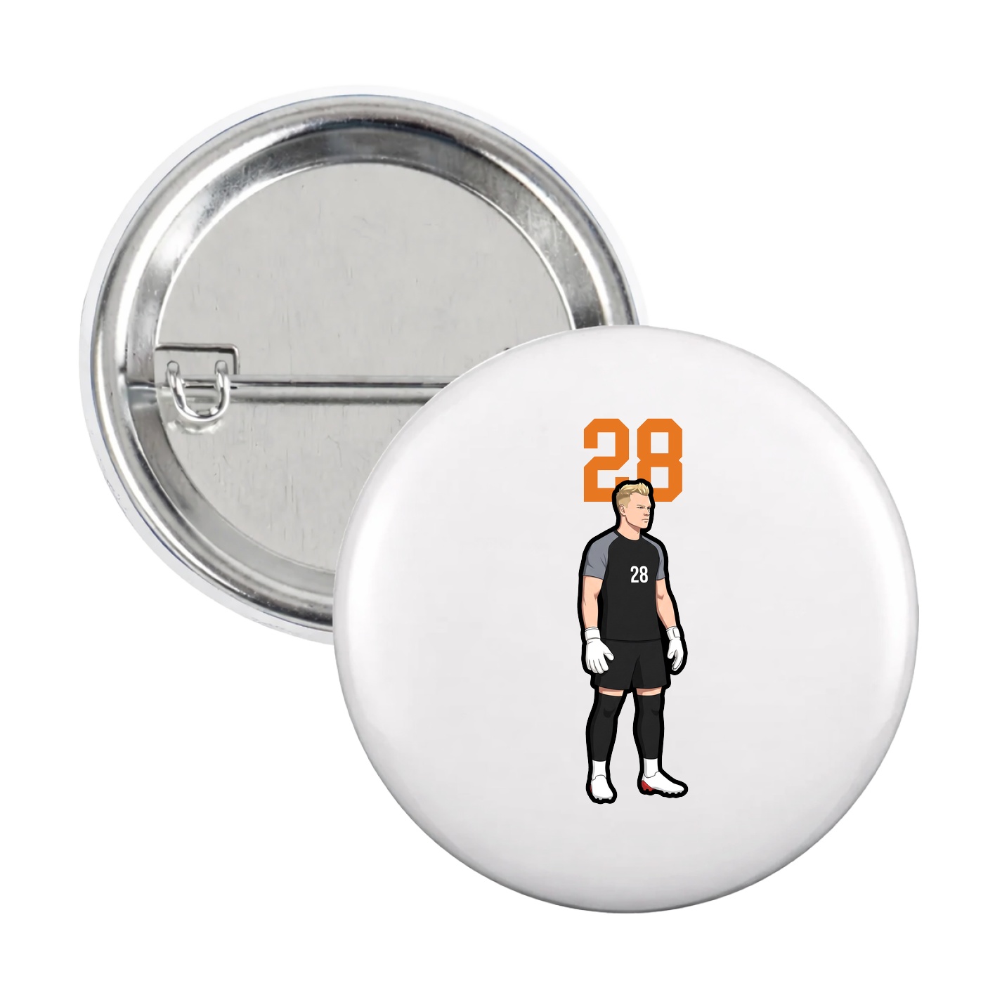Game Day Button — Number Top in White