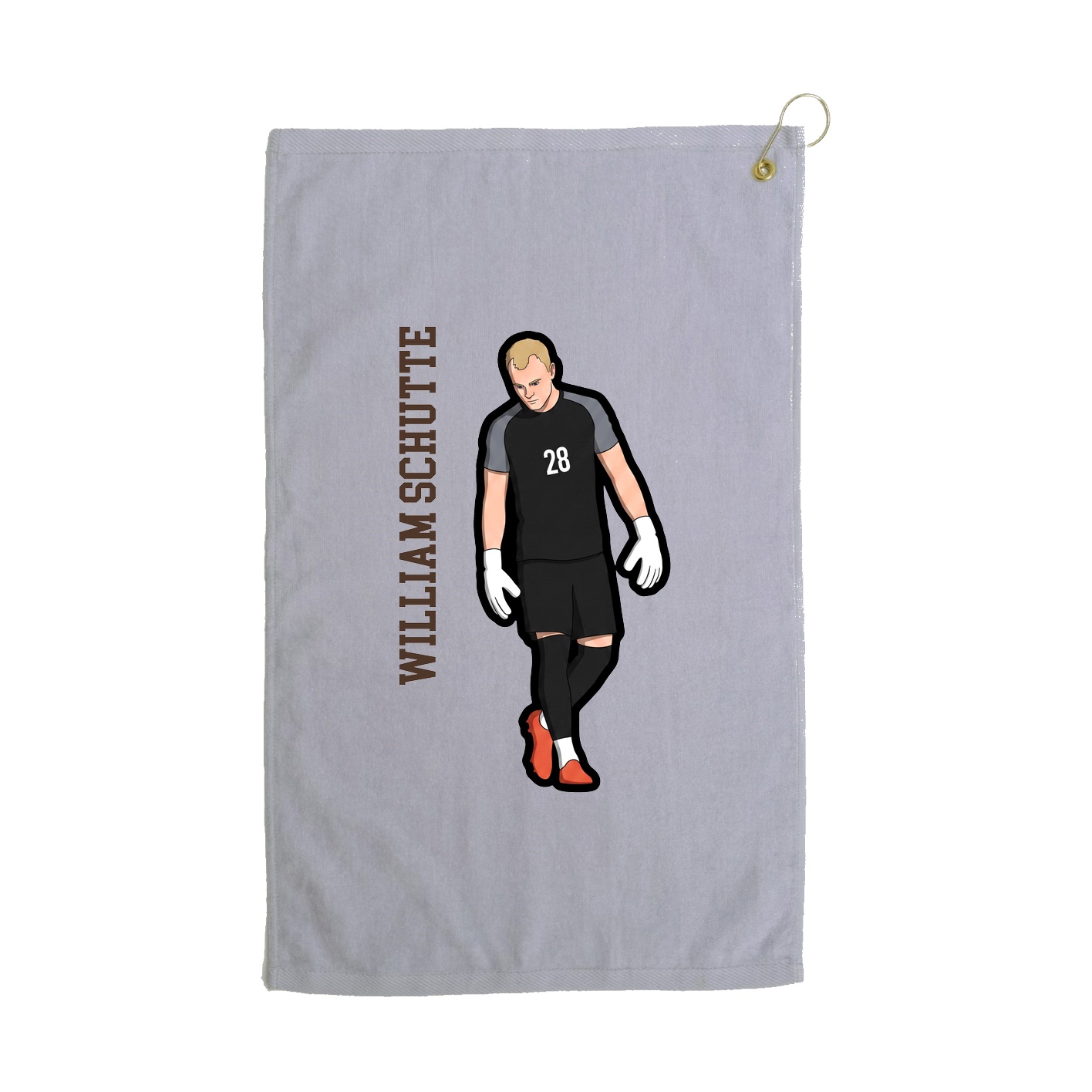 Golf Towel — Name Vertical in Grey