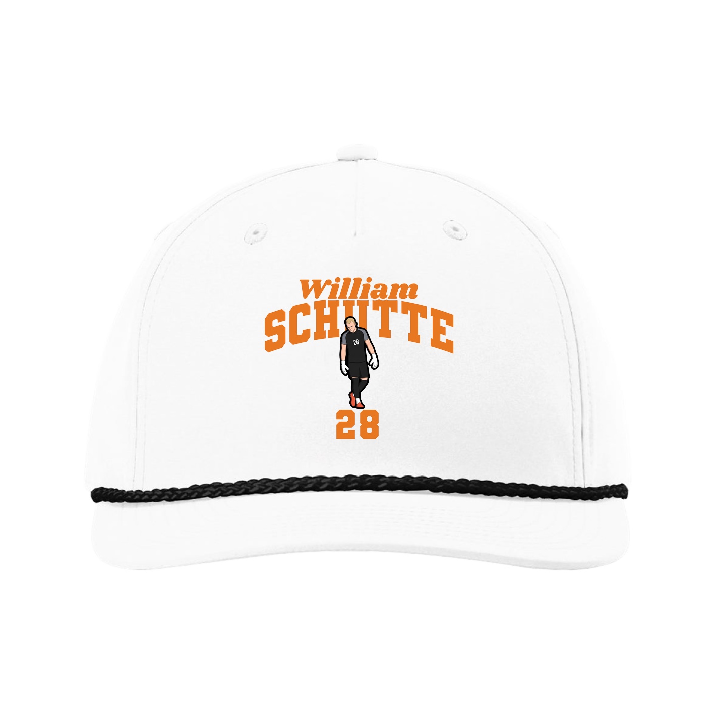 Five-Panel Classic Rope Cap — Signature Arch in White