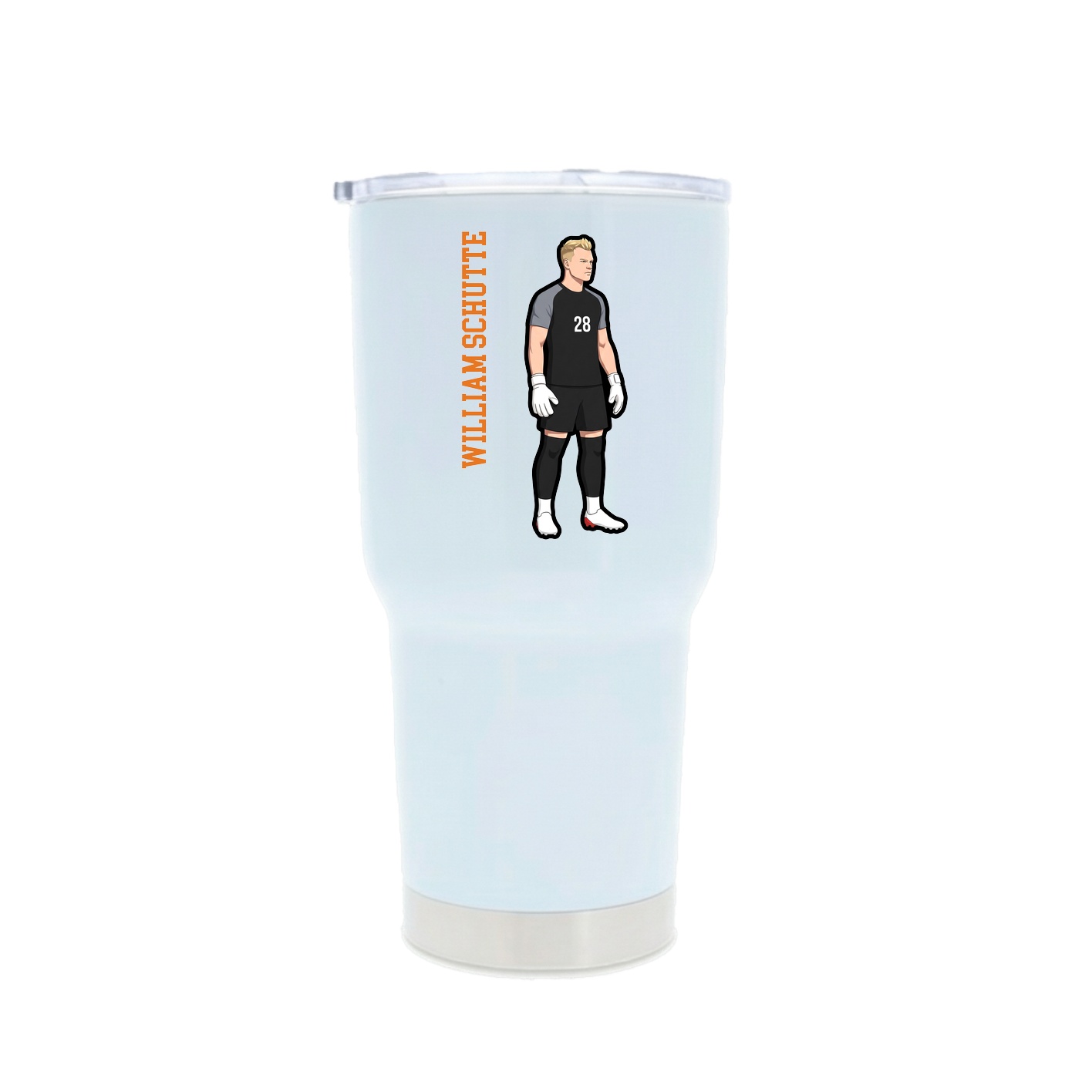 30oz Stainless Steel Tumbler — Name Vertical in White