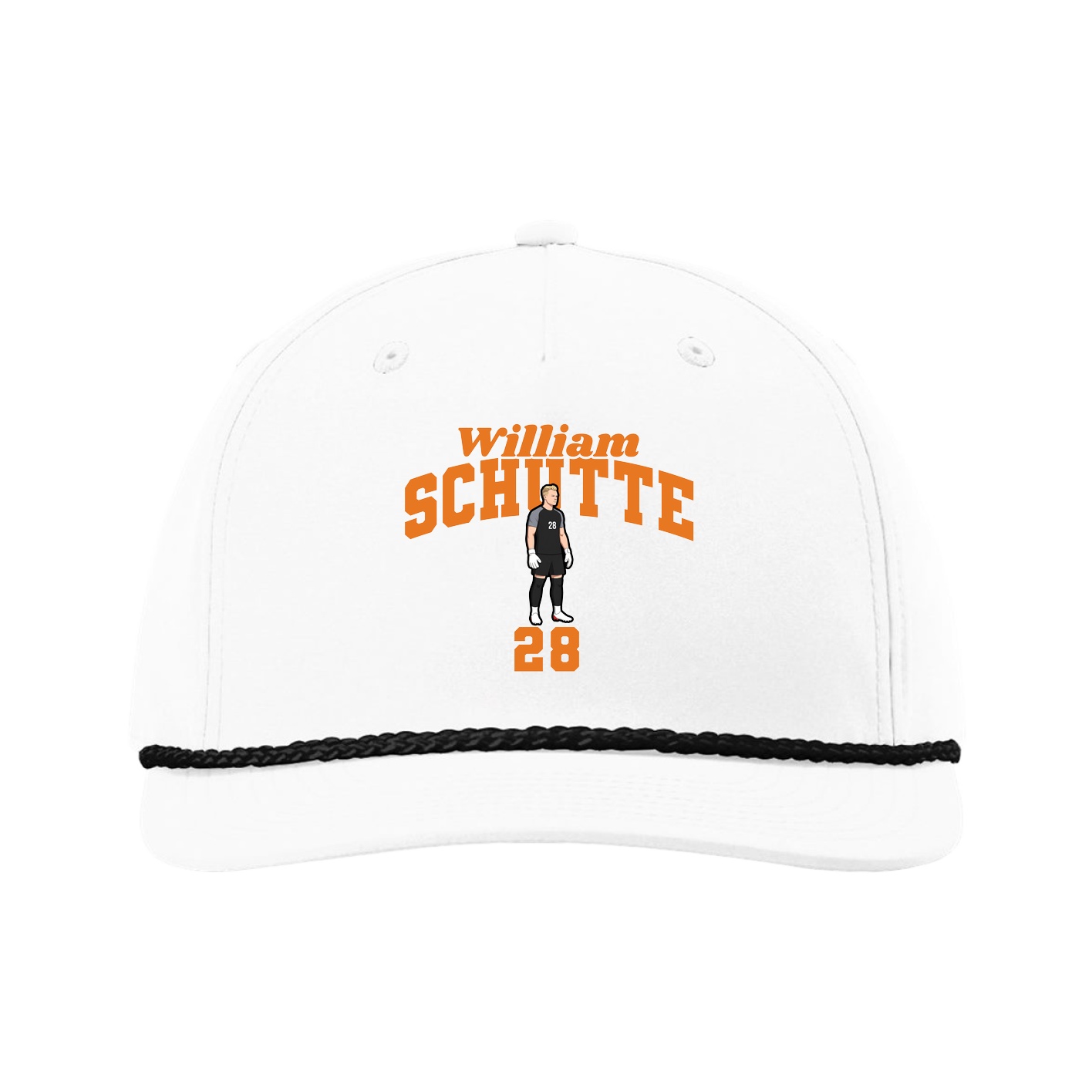 Five-Panel Classic Rope Cap — Signature Arch in White