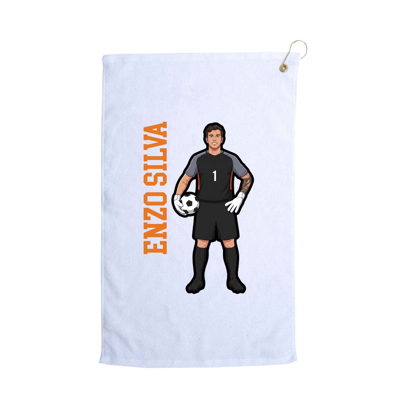 Golf Towel — Name Vertical in White