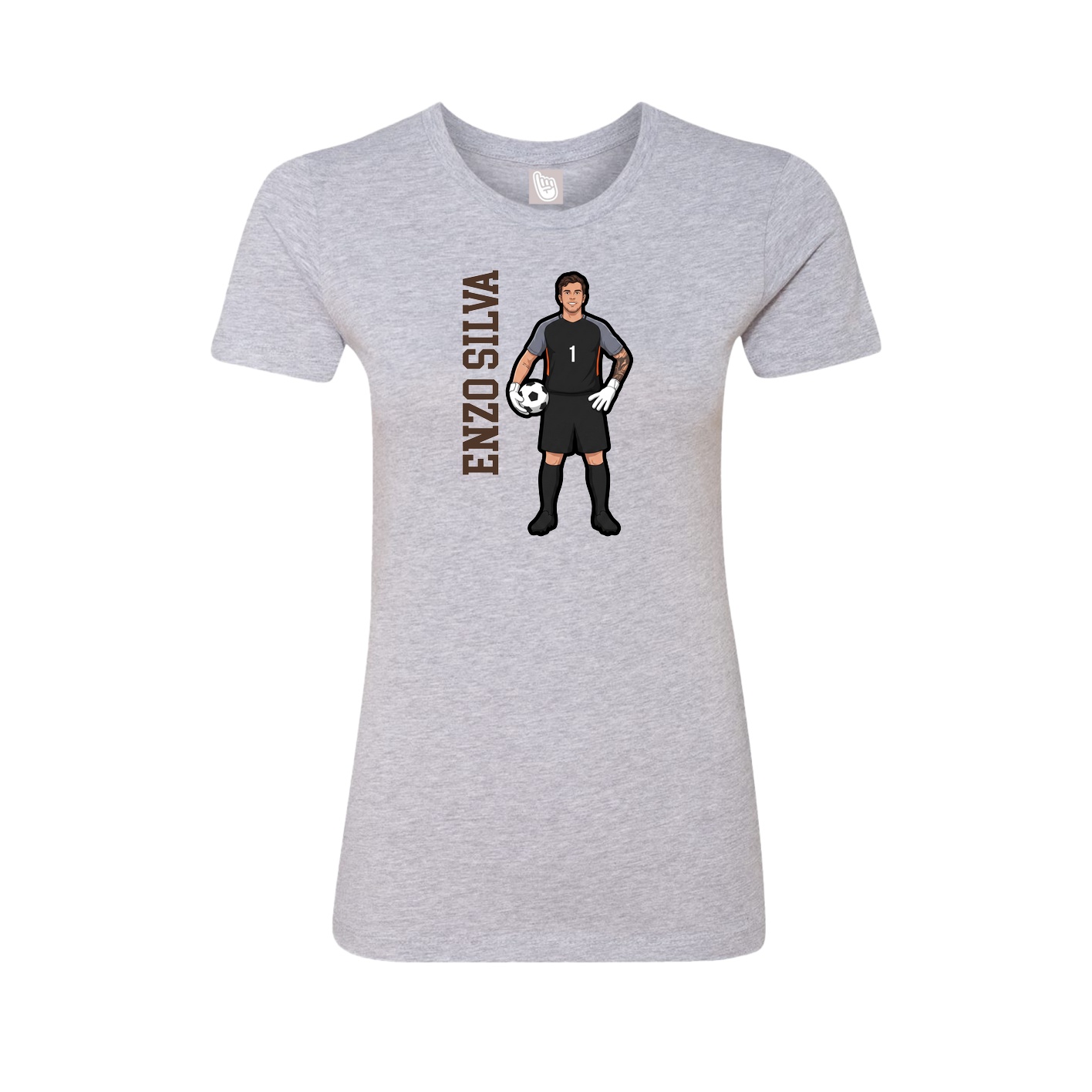 Fitted Women's Tee — Name Vertical in Grey