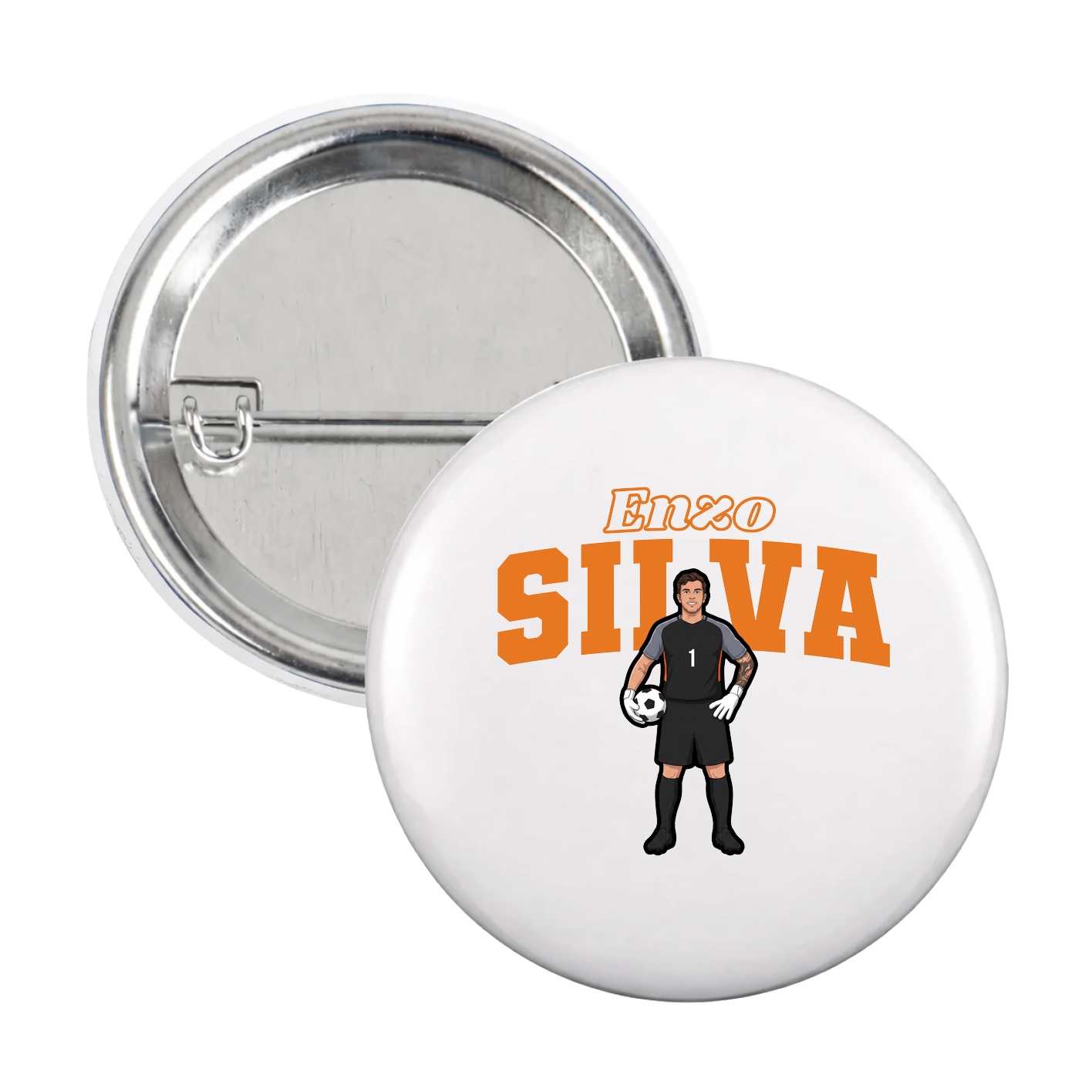 Game Day Button — Name Arch in White