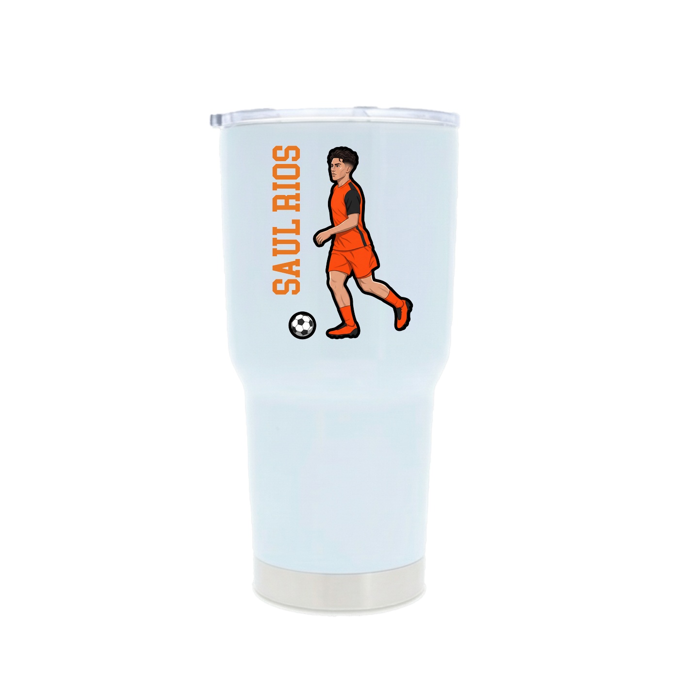 30oz Stainless Steel Tumbler — Name Vertical in White