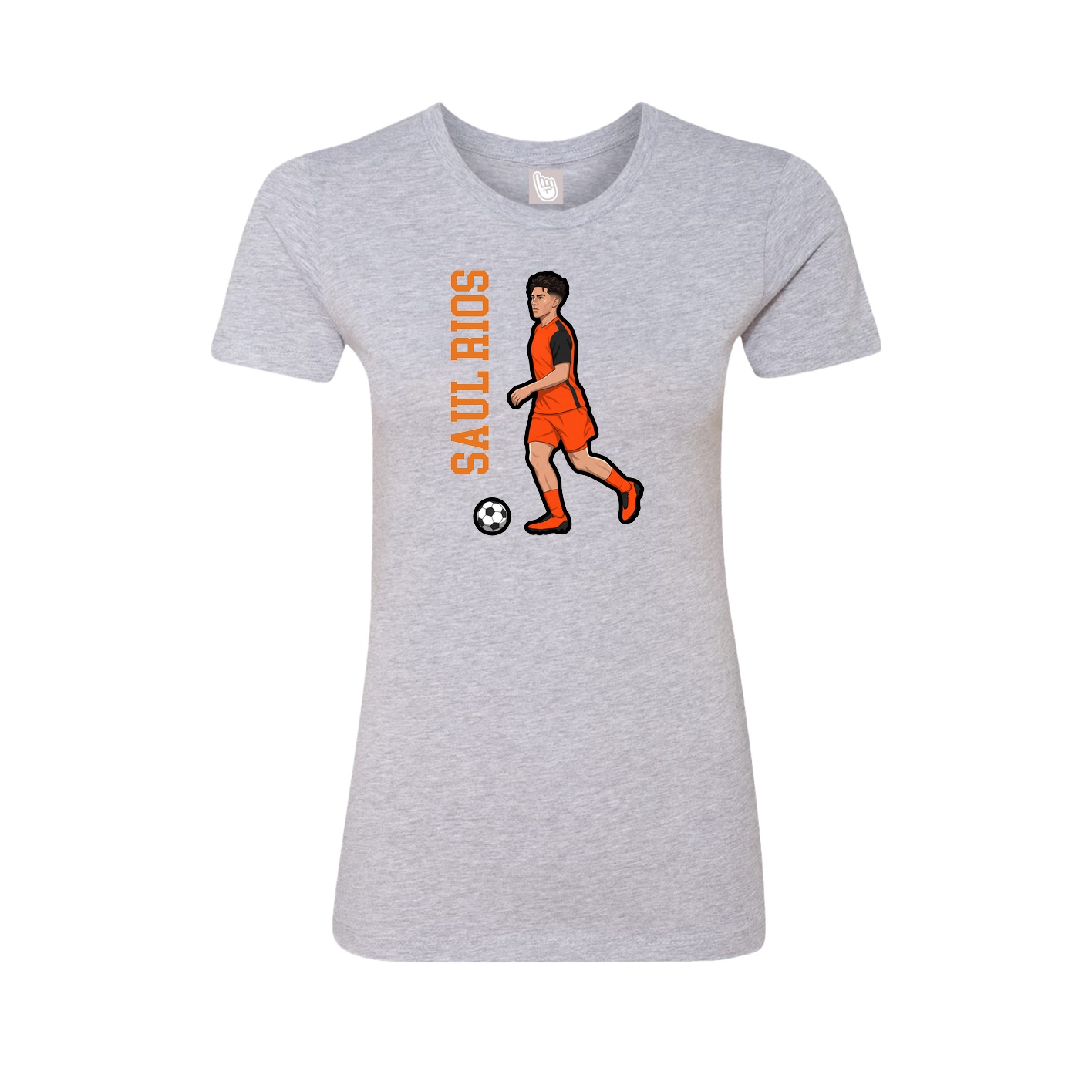 Fitted Women's Tee — Name Vertical in Grey