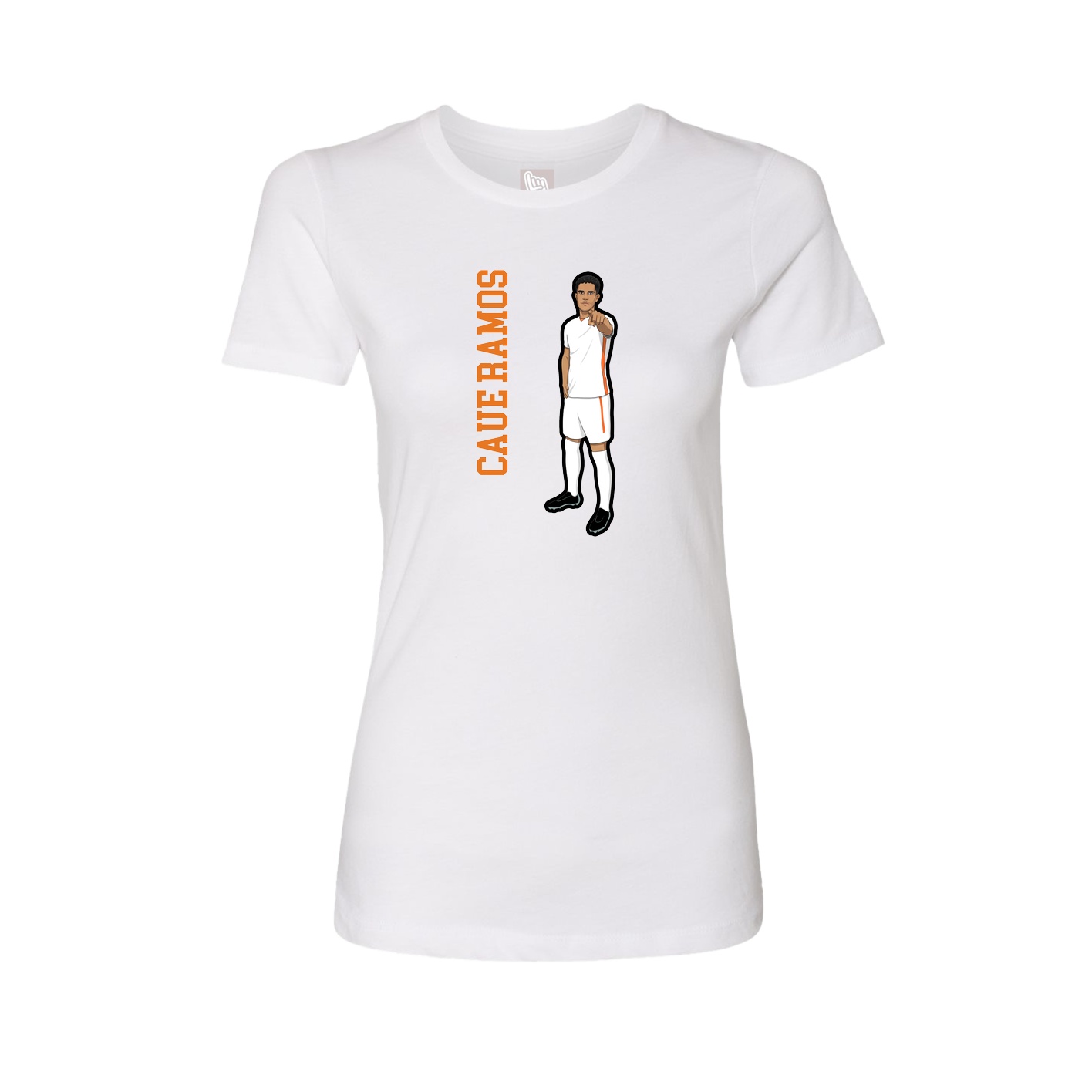 Fitted Women's Tee — Name Vertical in White