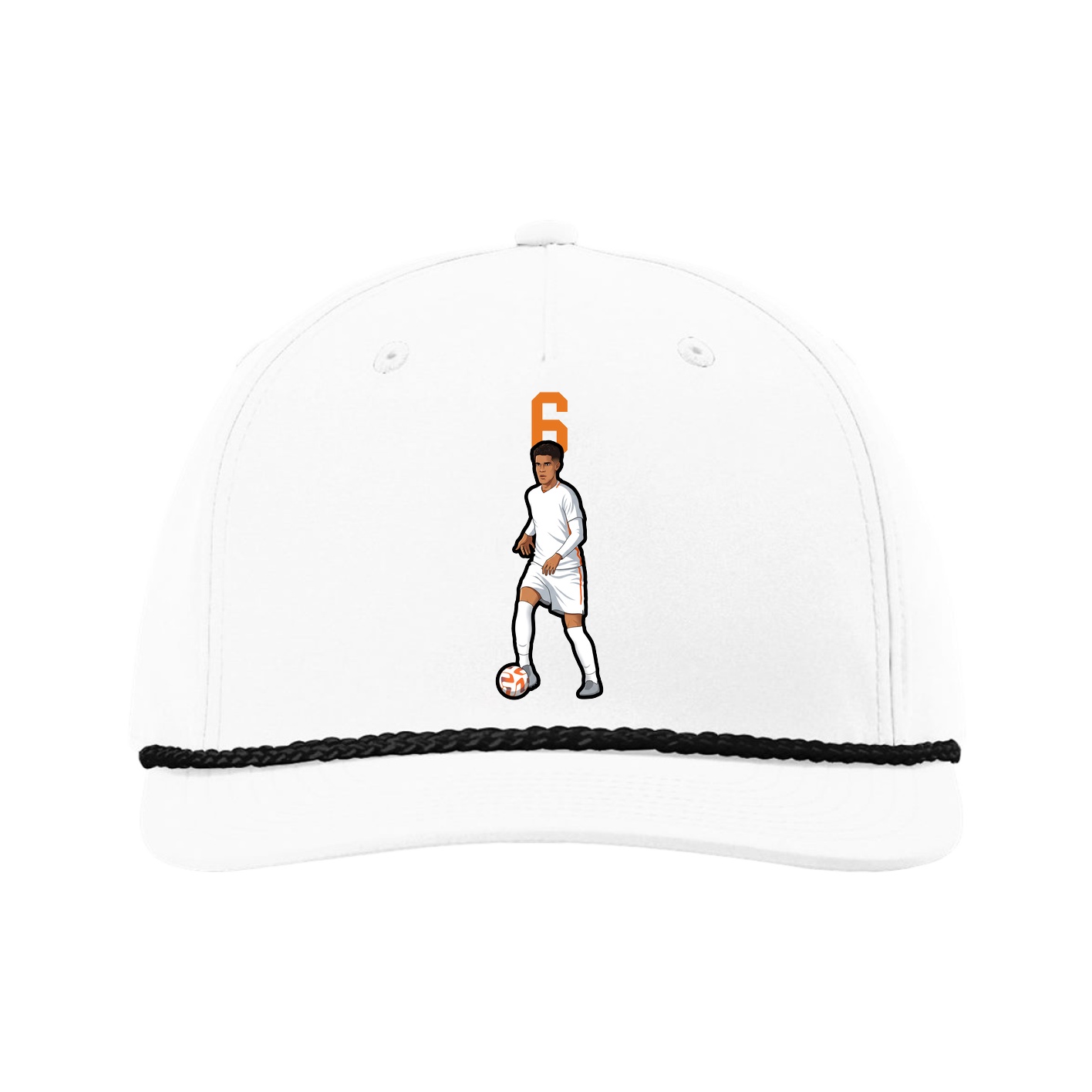 Five-Panel Classic Rope Cap — Number Top in White