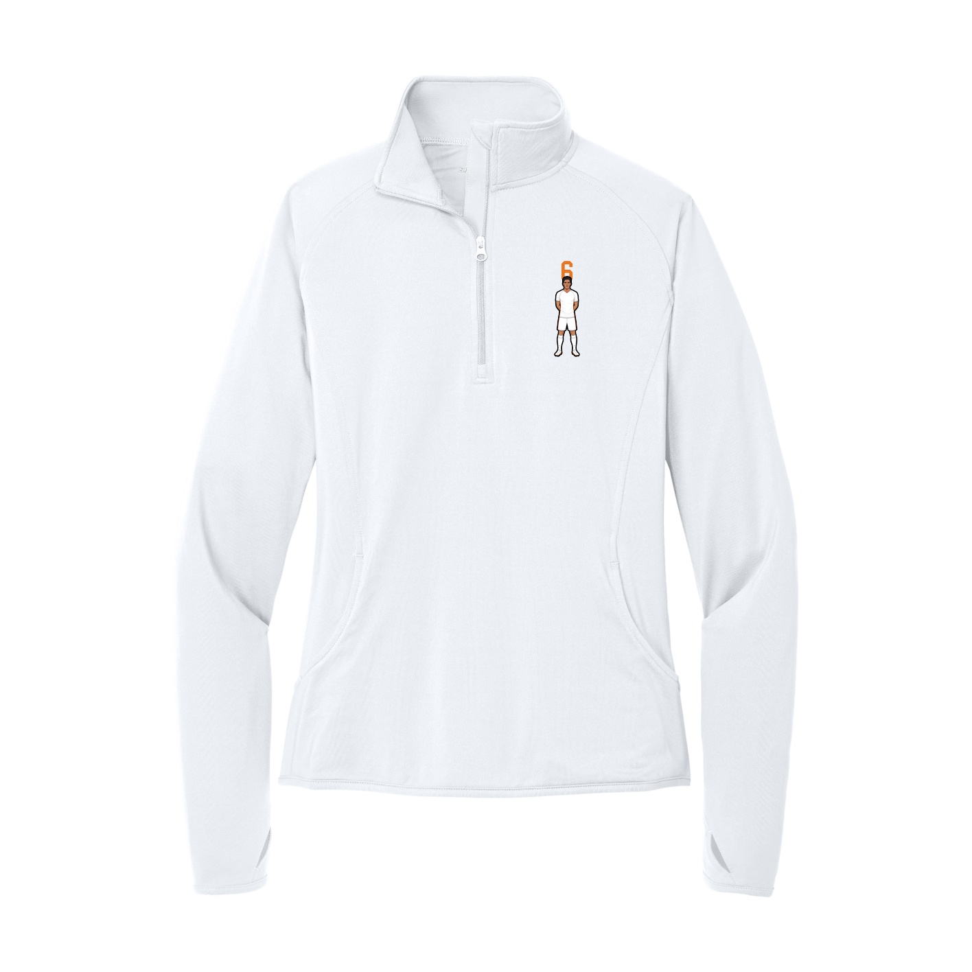 Women's Q-Zip Pullover — Number Top in White