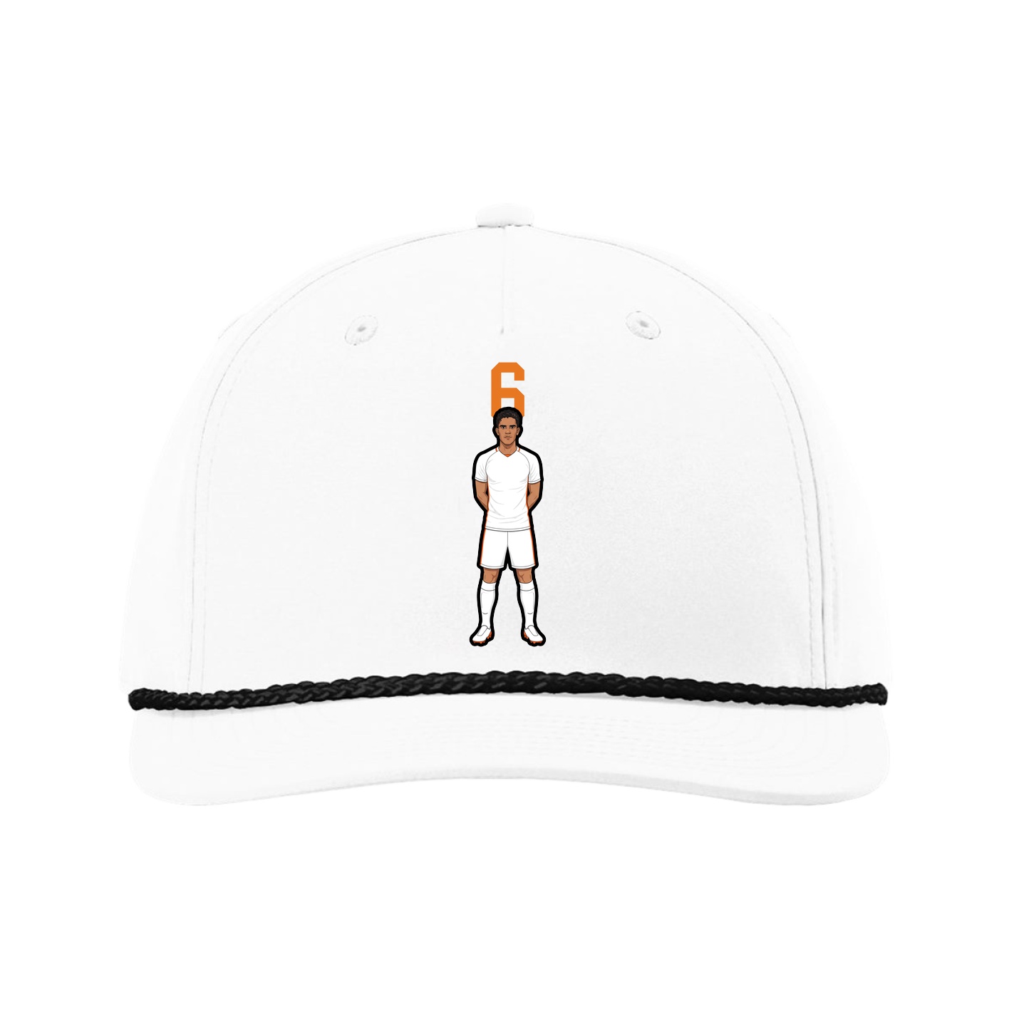 Five-Panel Classic Rope Cap — Number Top in White