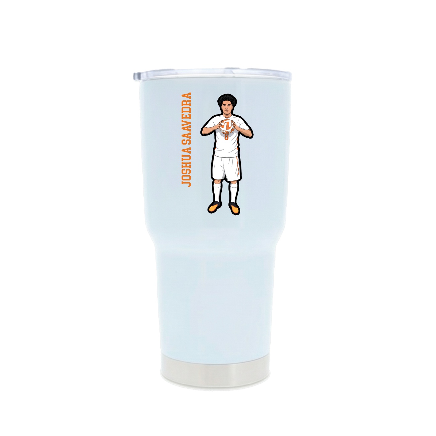 30oz Stainless Steel Tumbler — Name Vertical in White