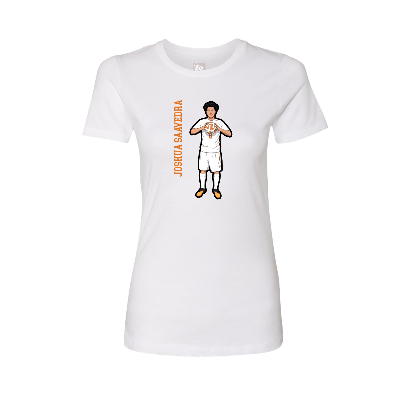 Womens Tee — Name Vertical in White