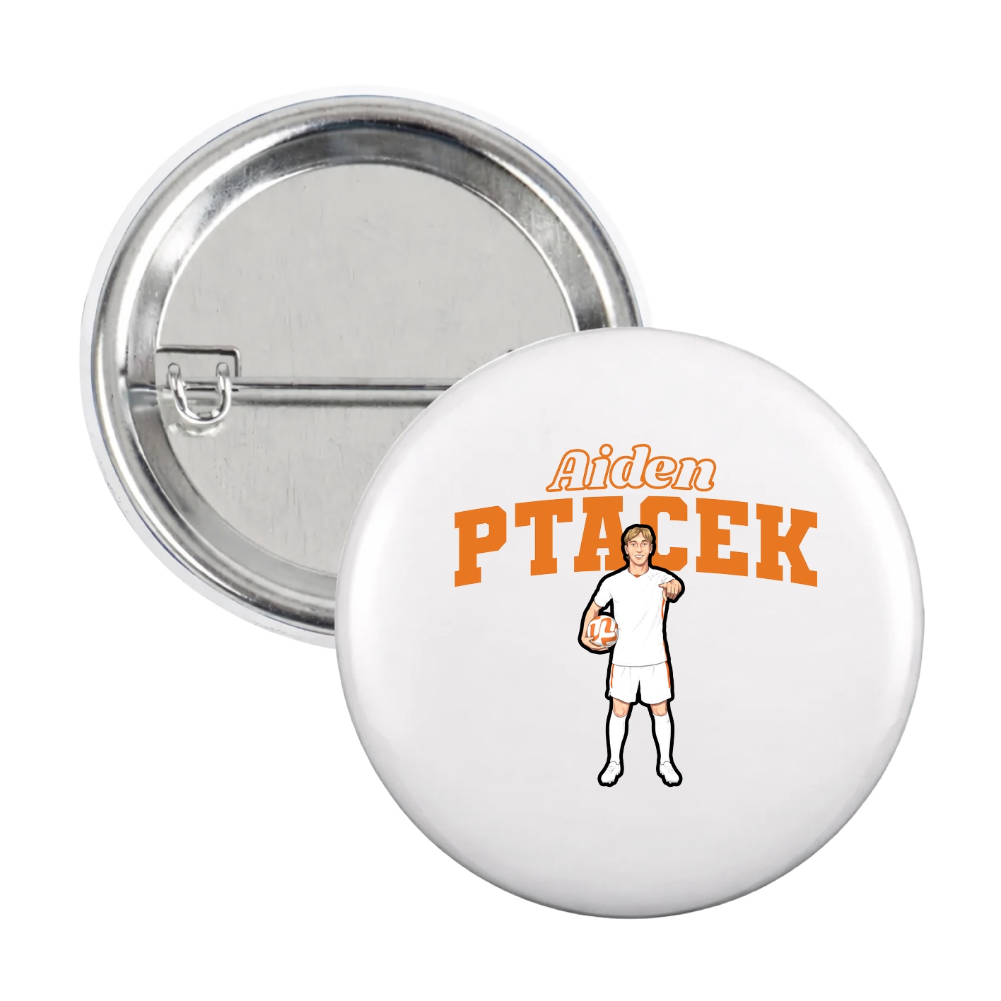 Game Day Button — Name Arch in White