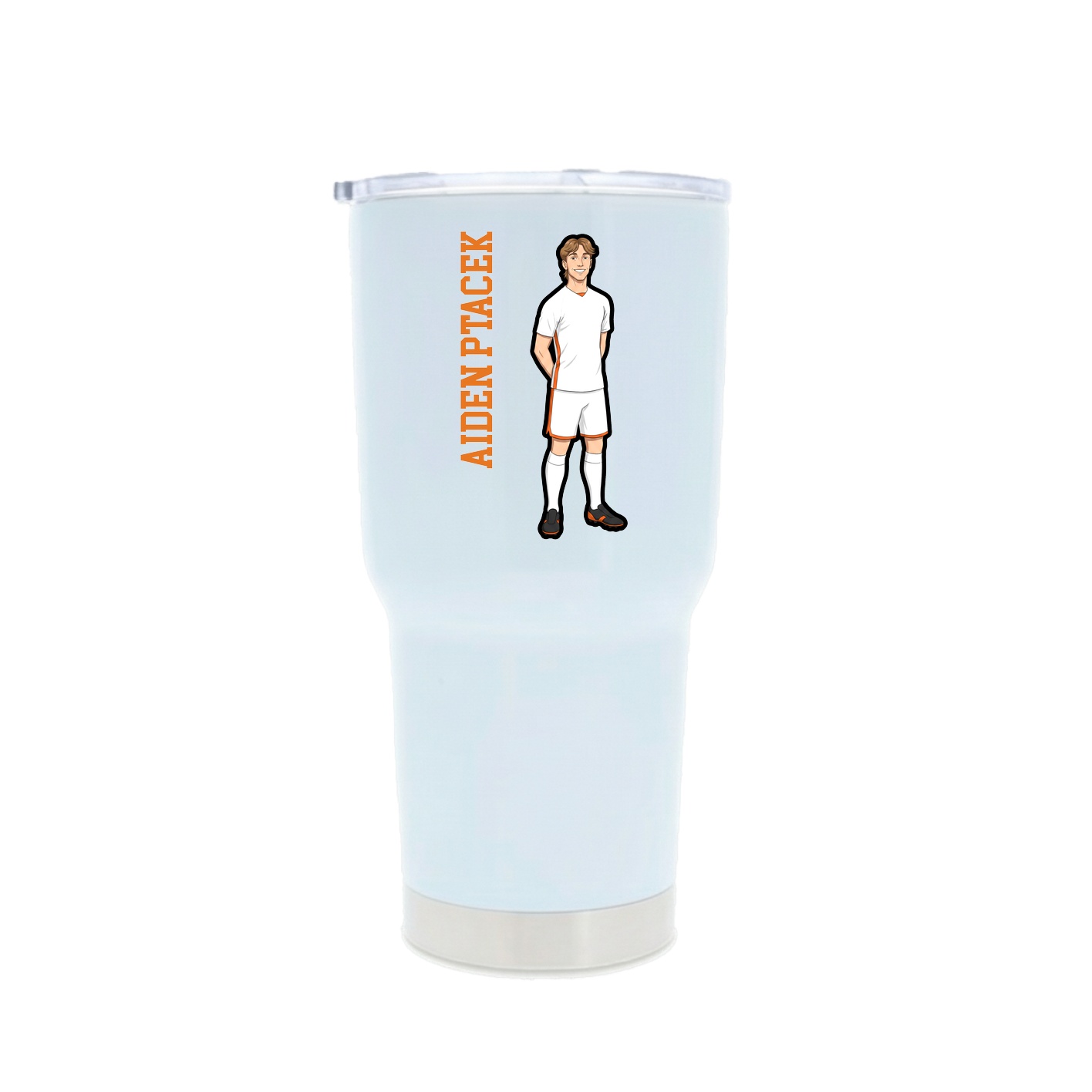 30oz Stainless Steel Tumbler — Name Vertical in White
