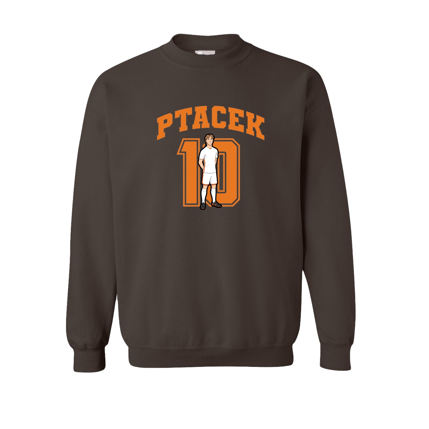 Fleece Crew — Number in Brown