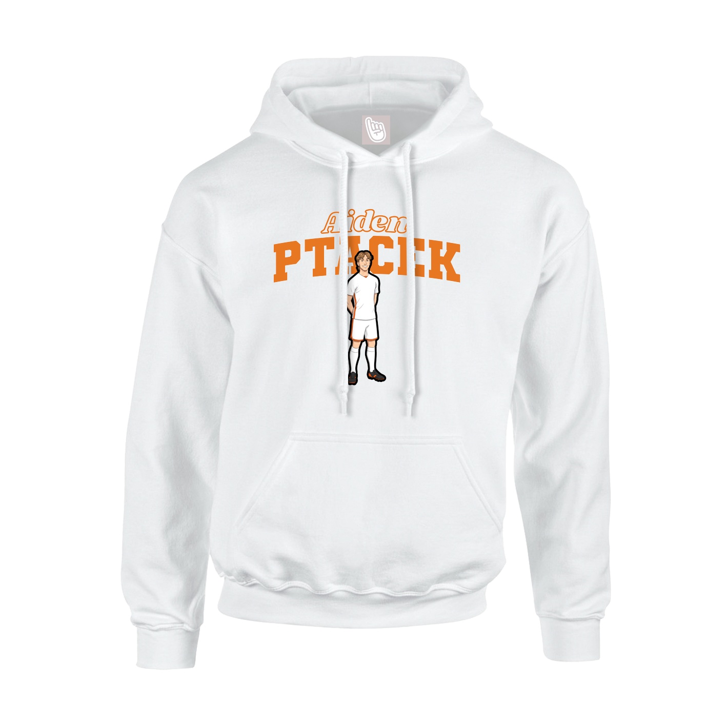 Youth Hoodie — Name Arch in White