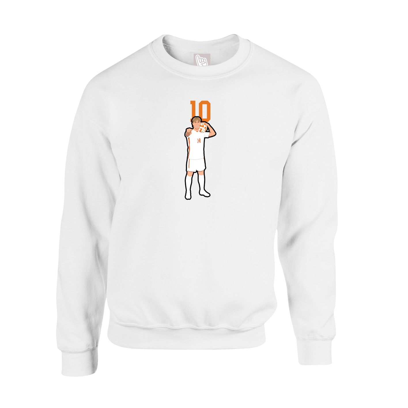 Fleece Crew — Number Top in White