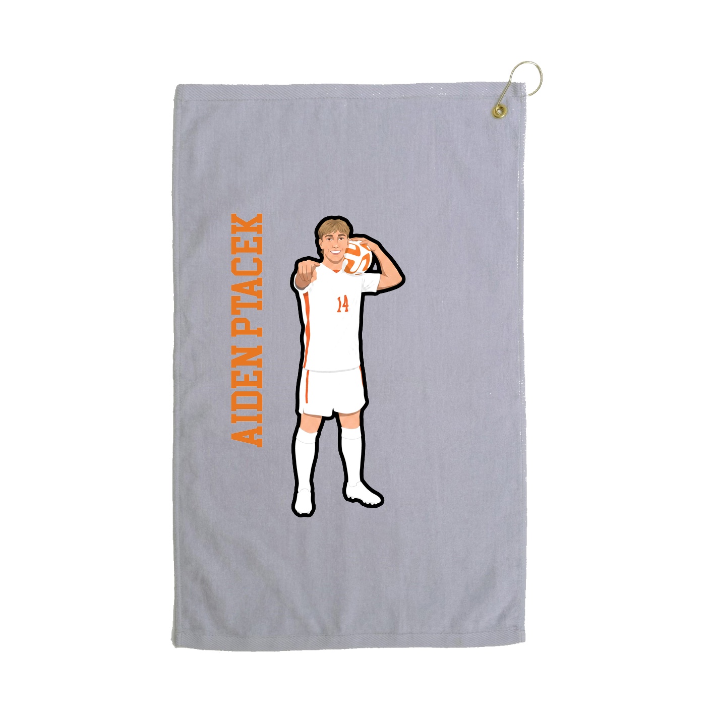 Golf Towel — Name Vertical in Grey