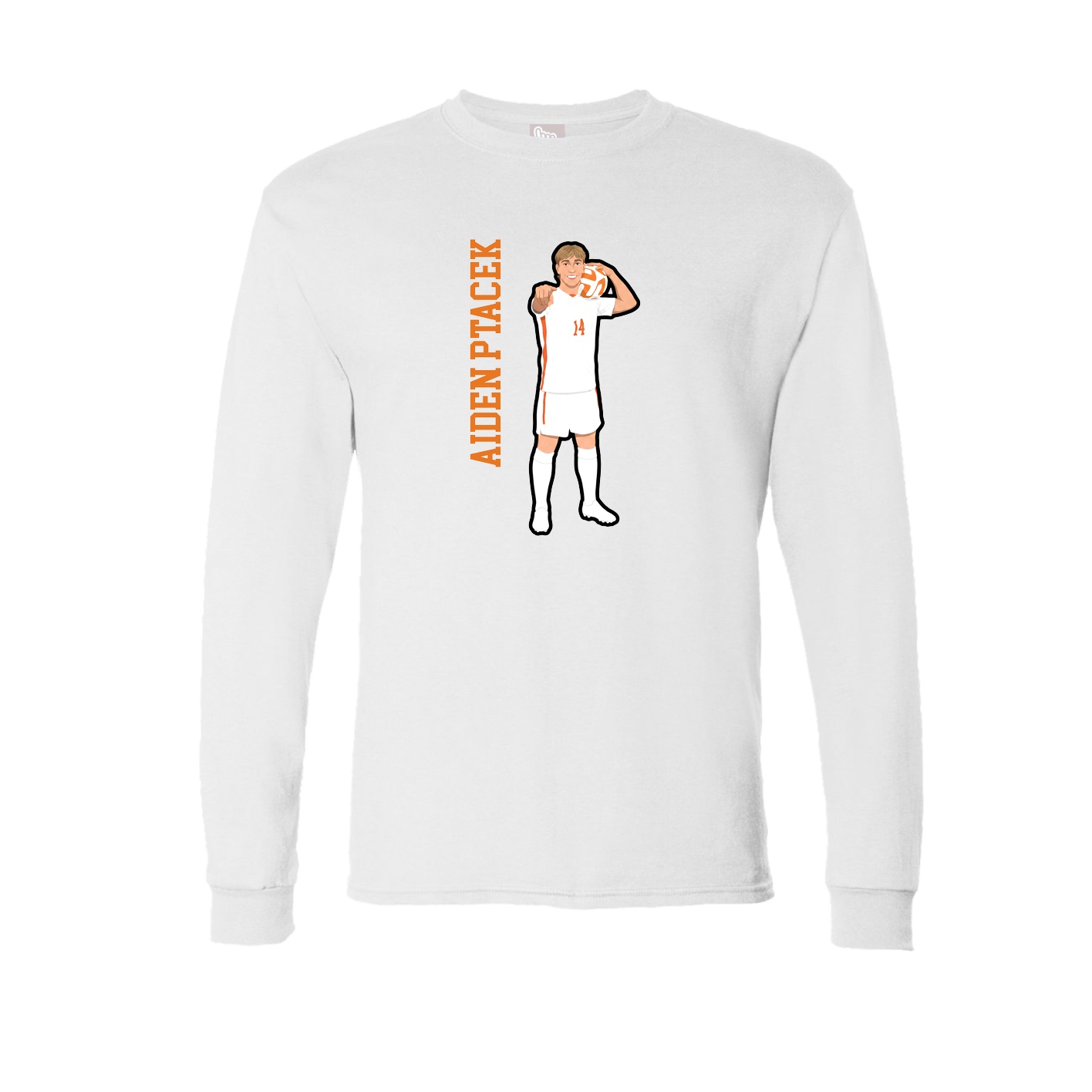 Long Sleeve Tee — Name Vertical in White