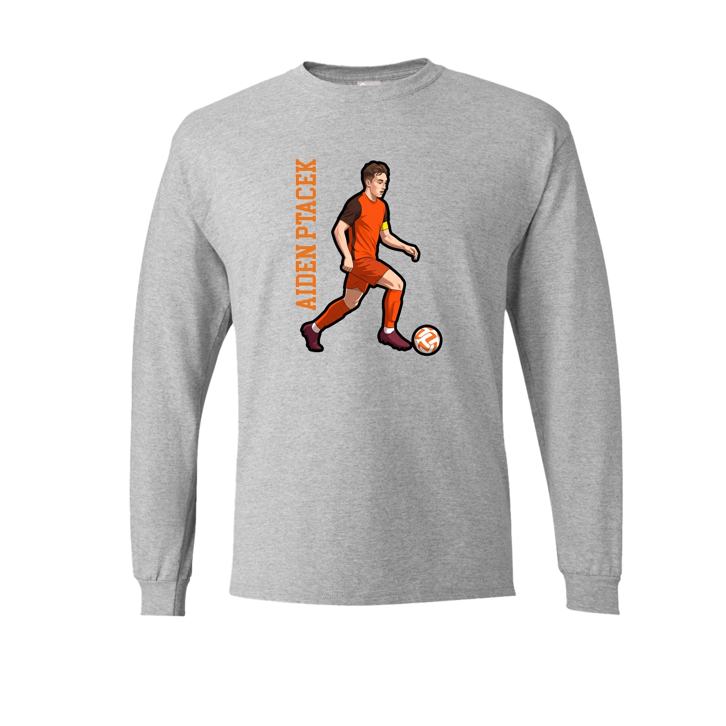 Long Sleeve Tee — Name Vertical in Grey