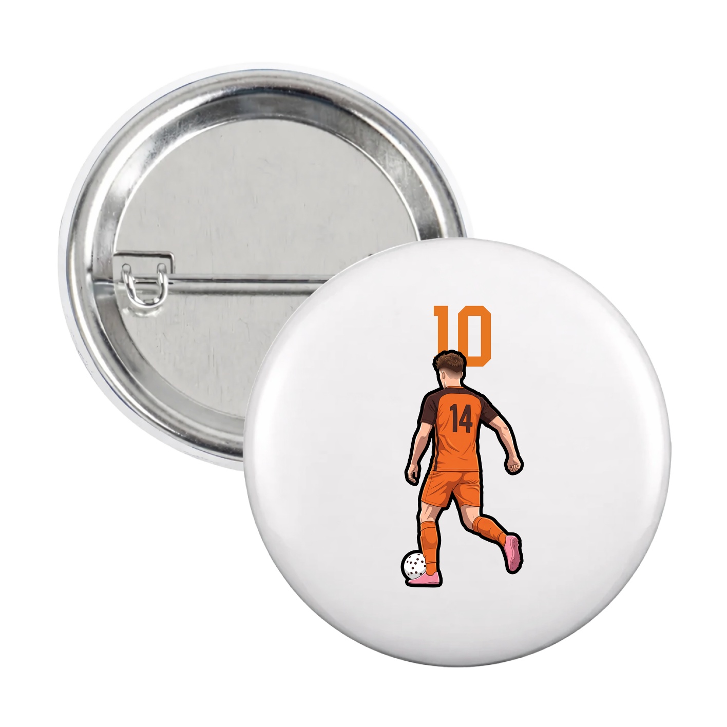 Game Day Button — Number Top in White