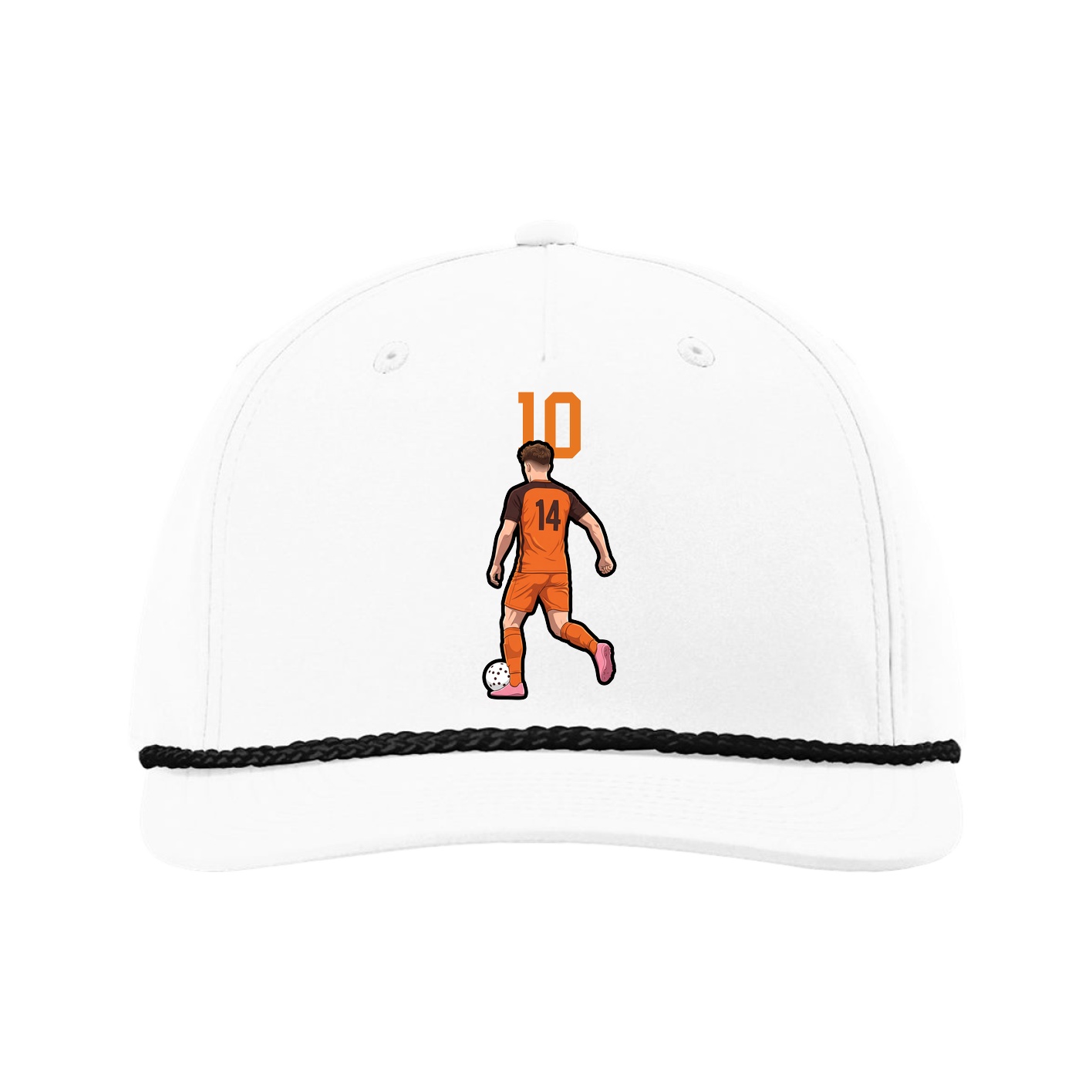 Five-Panel Classic Rope Cap — Number Top in White