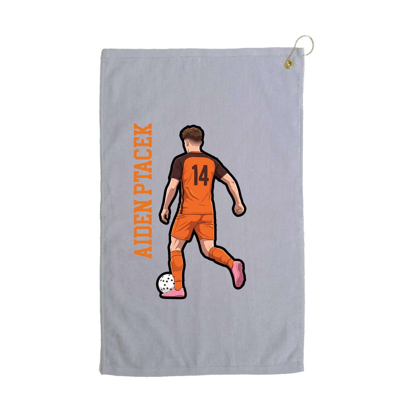 Golf Towel — Name Vertical in Grey