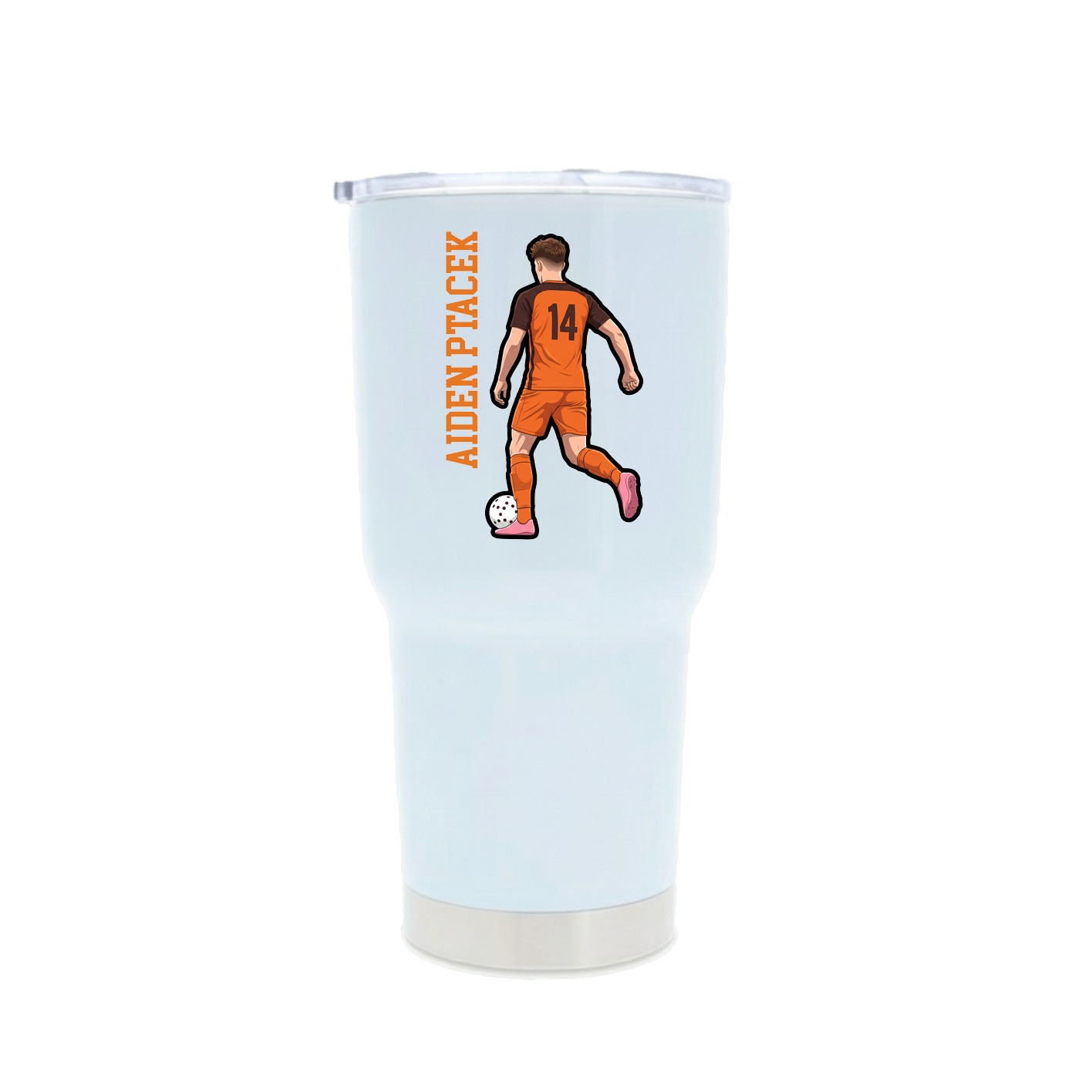 30oz Stainless Steel Tumbler — Name Vertical in White