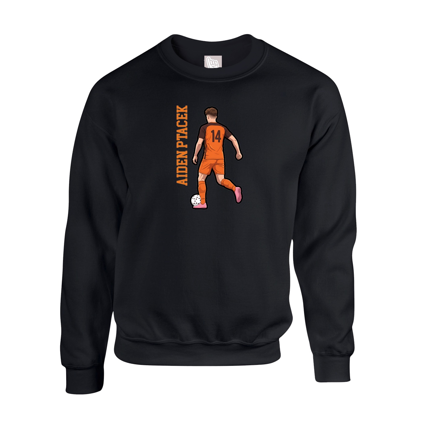 Fleece Crew — Name Vertical in Black