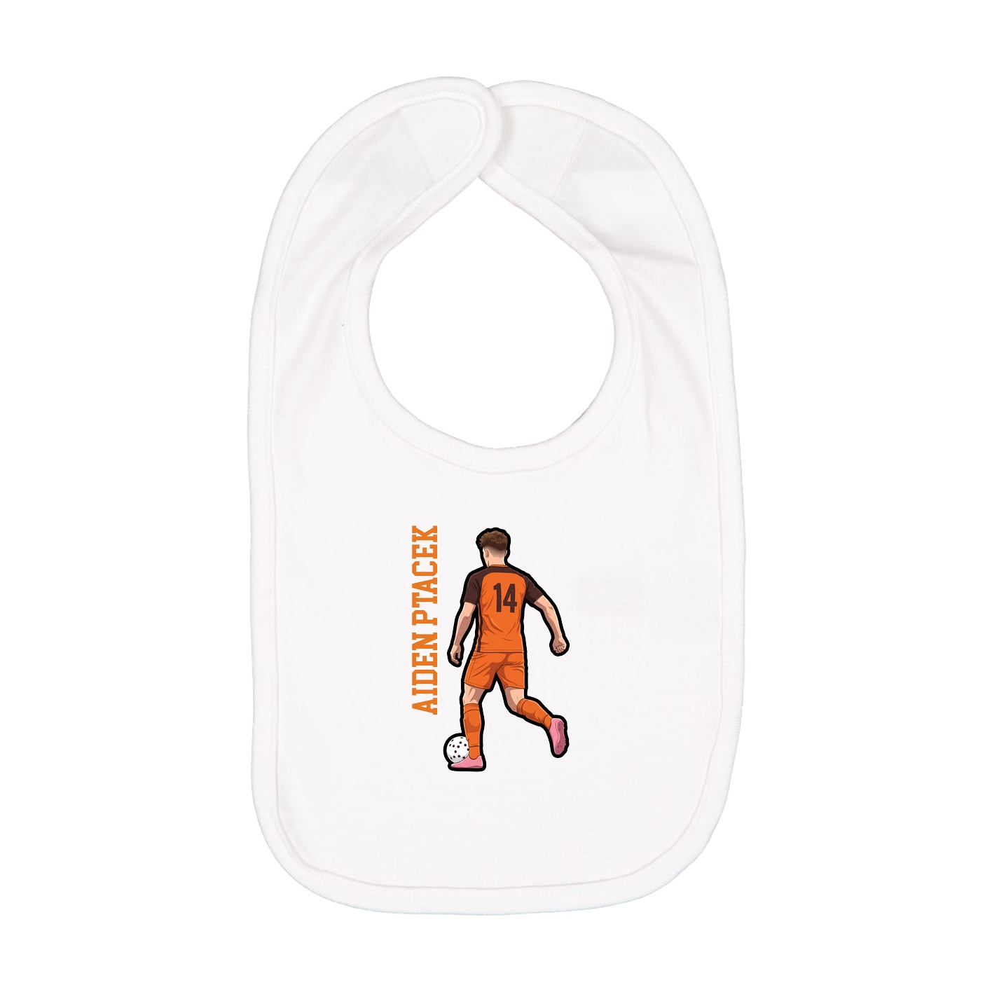 Infant Bib — Name Vertical in White