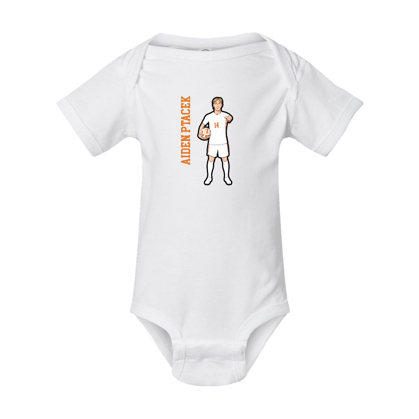 Baby Onesie — Name Vertical in White