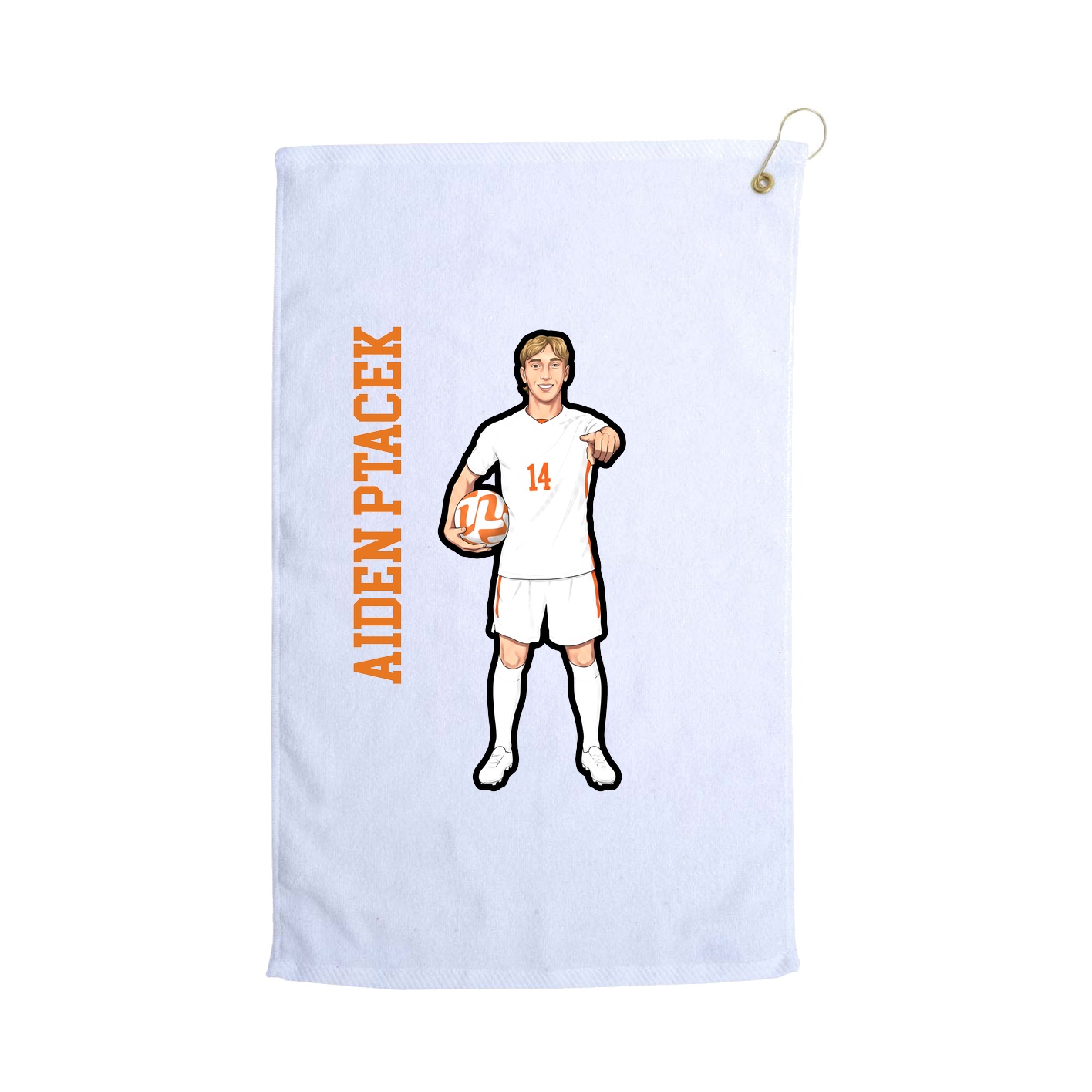 Golf Towel — Name Vertical in White