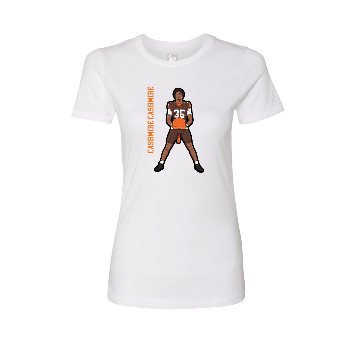 Fitted Women's Tee — Name Vertical in White