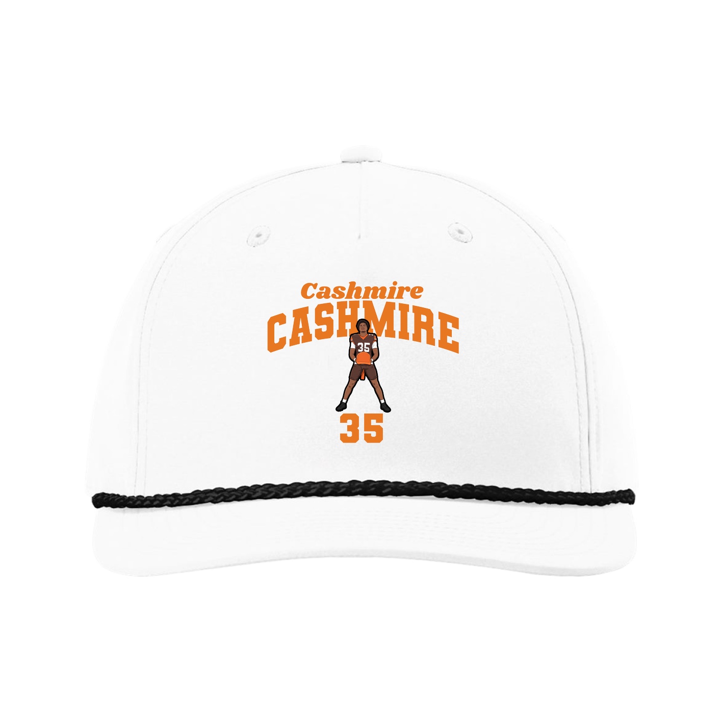 Five-Panel Classic Rope Cap — Signature Arch in White