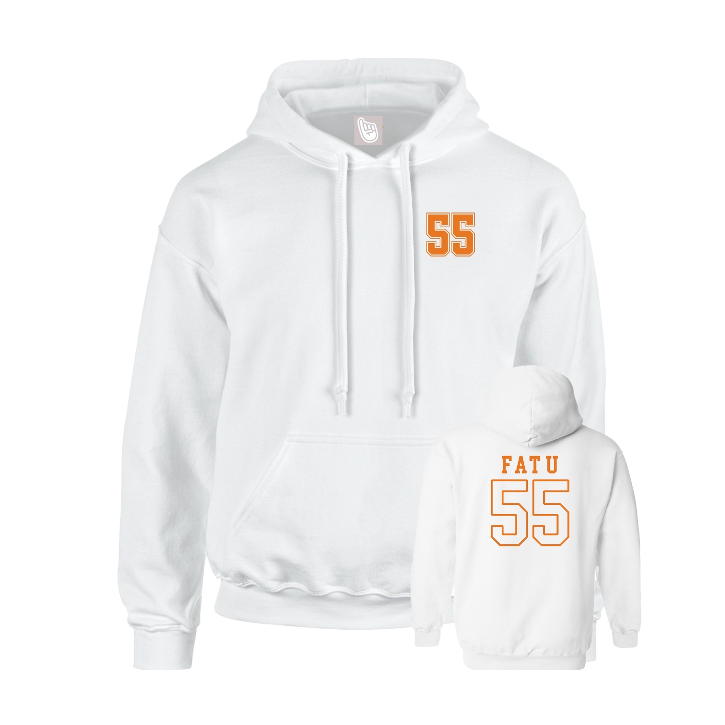 Youth Hoodie — Chest Back in White