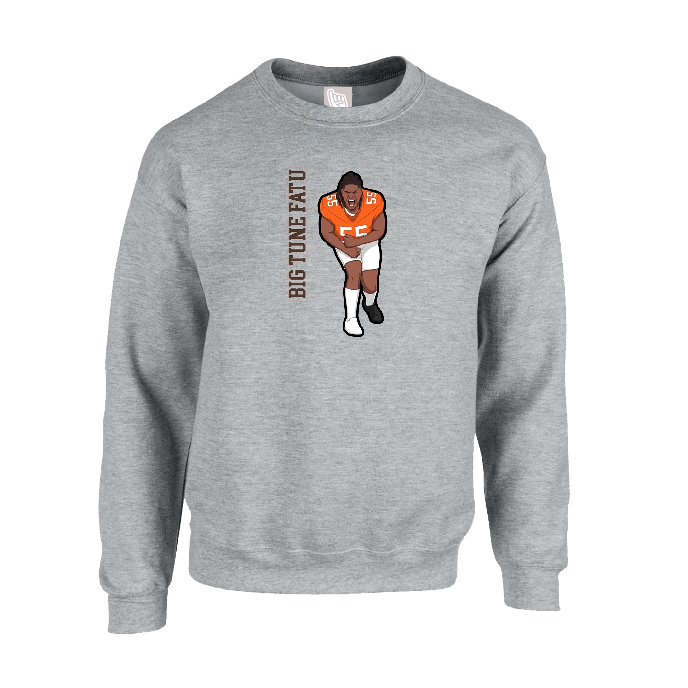 Fleece Crew — Name Vertical in Grey